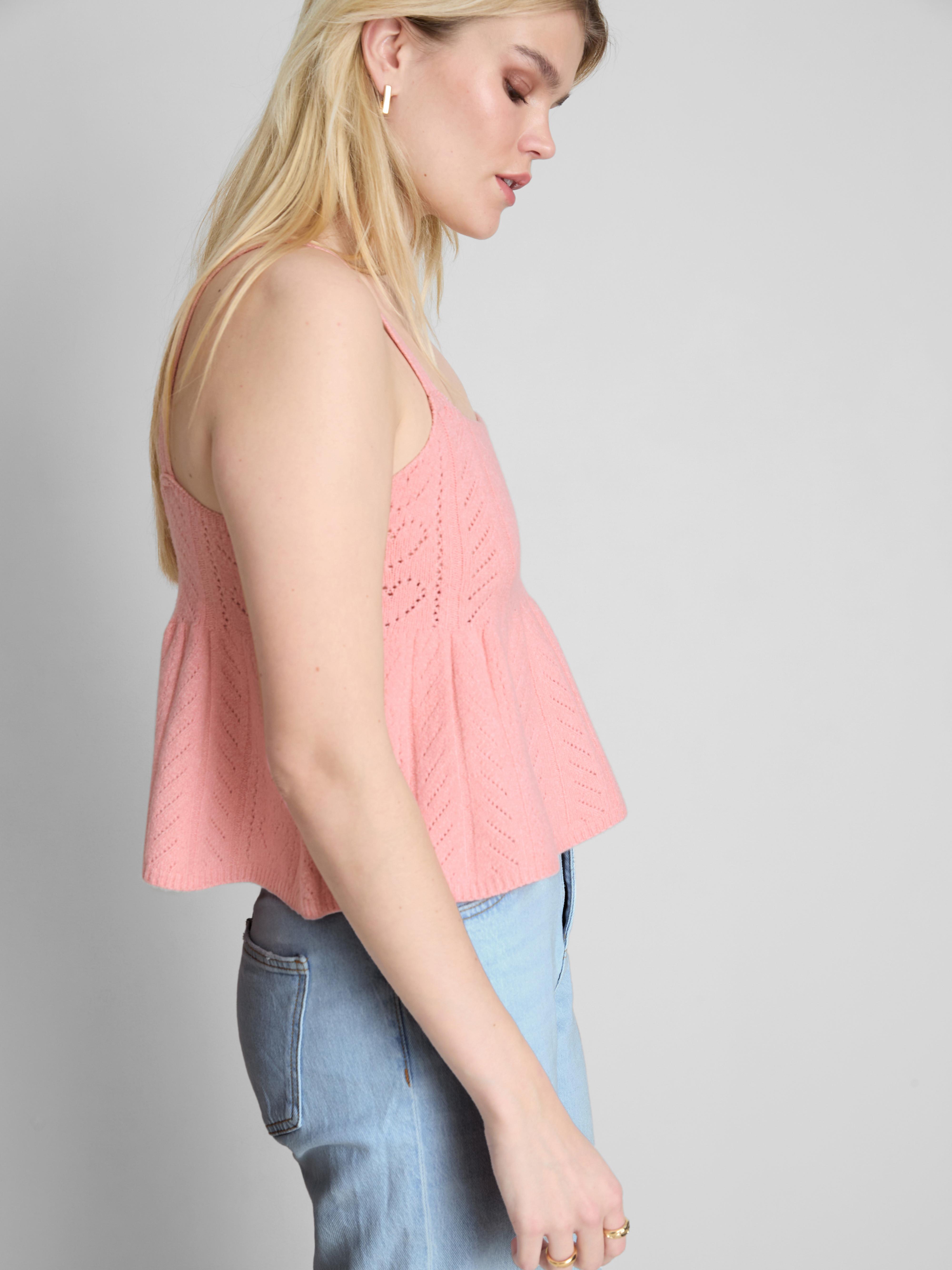 Peplum Hem Pointelle Tank Top