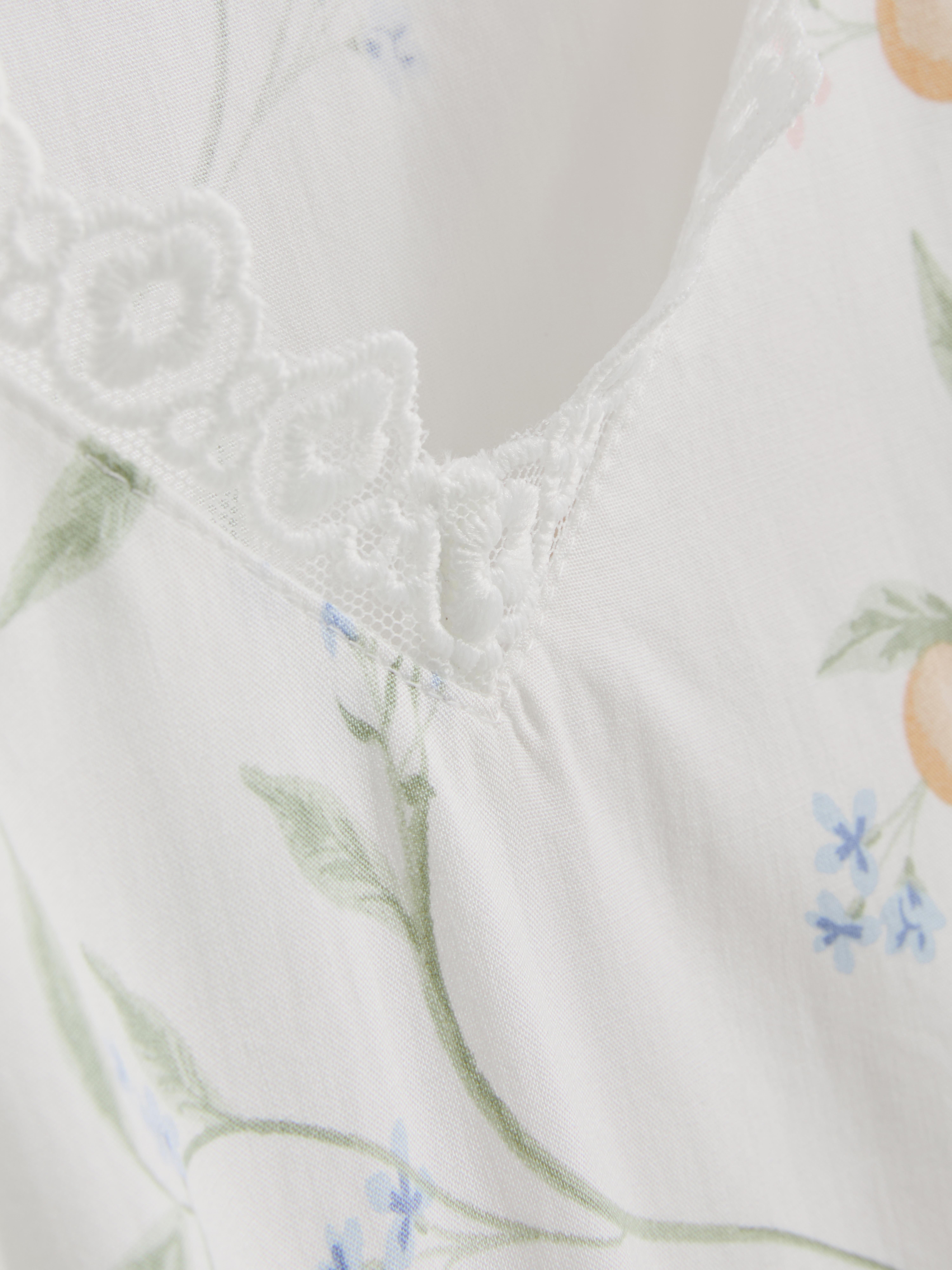Orange Print Lace Trim Pyjama Cami
