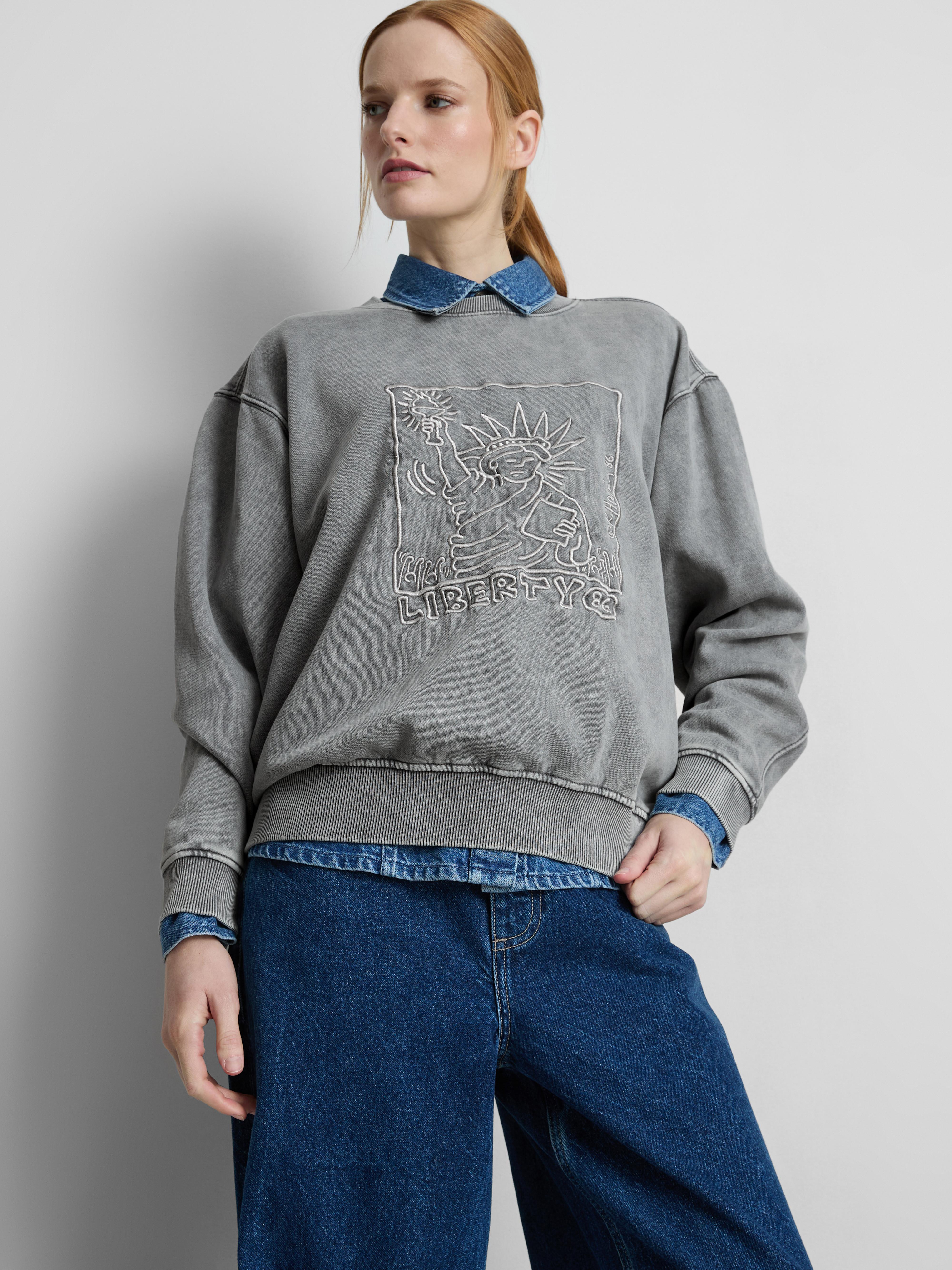 Keith Haring Washed Embroidered Sweatshirt