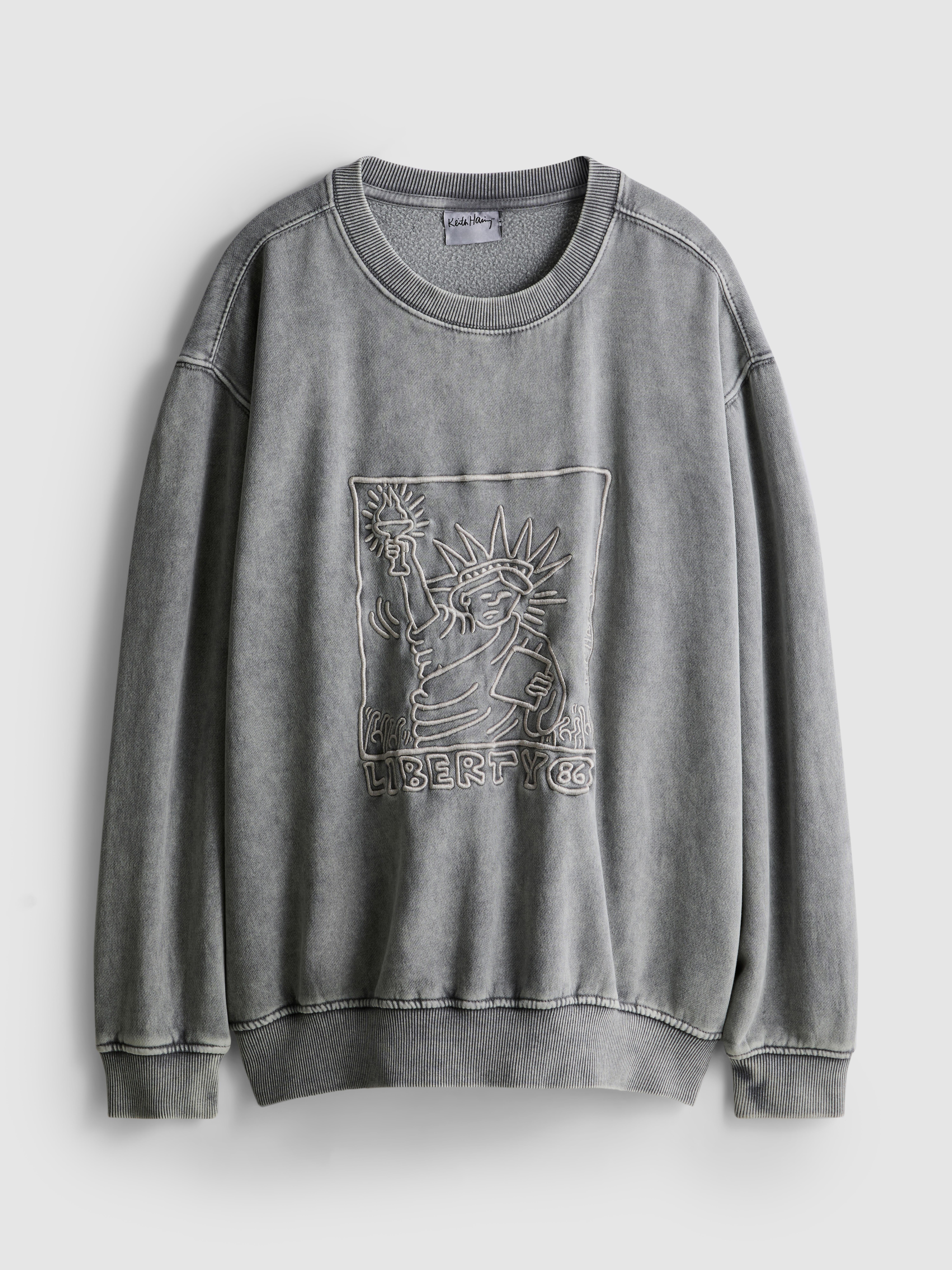 Keith Haring Washed Embroidered Sweatshirt