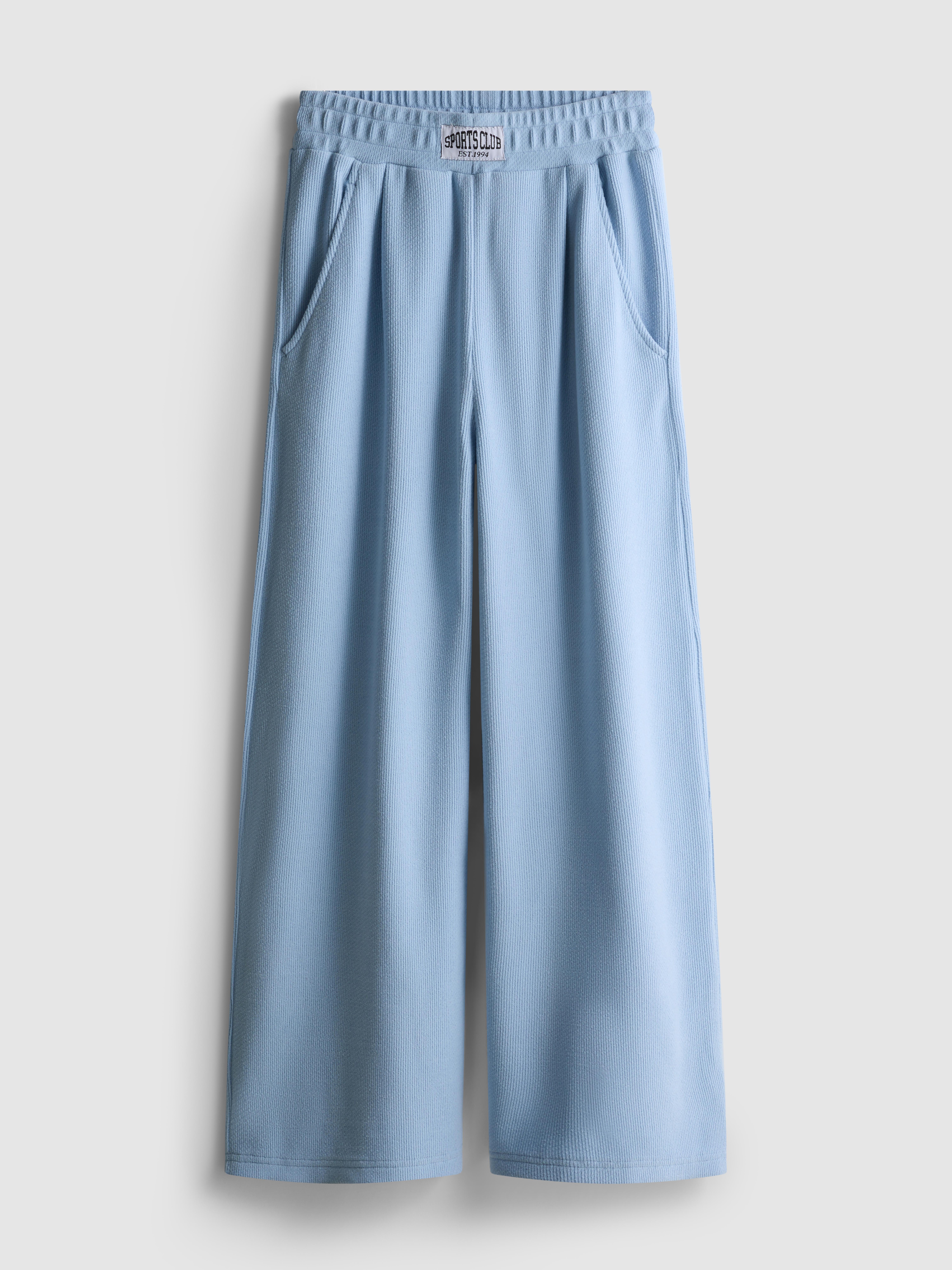 Girls Blue 7-15yrs | Brushed Wide Leg Joggers