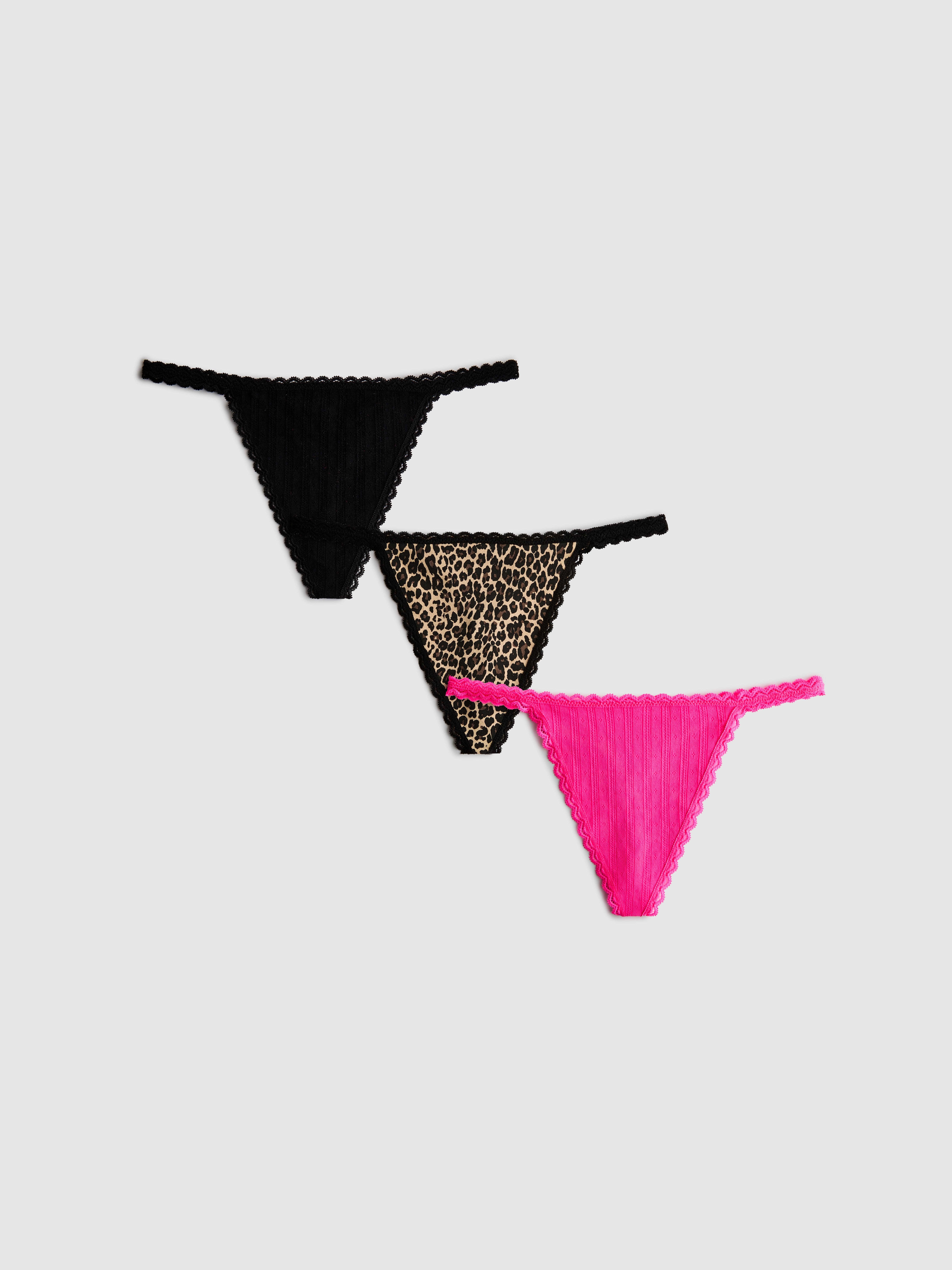 3pk Lace Trim Thongs