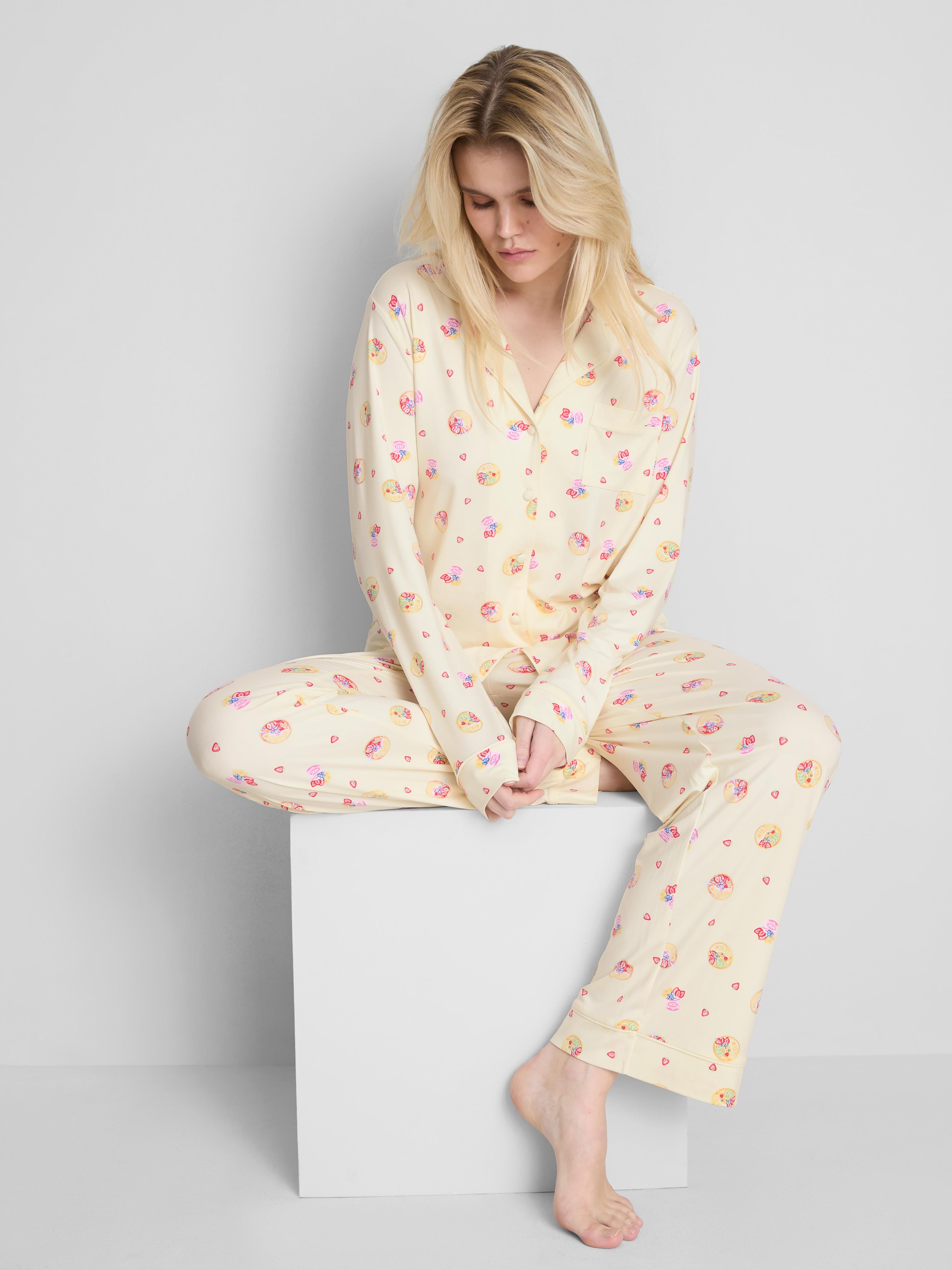 Piżama w stylu boyfriend z nadrukiem