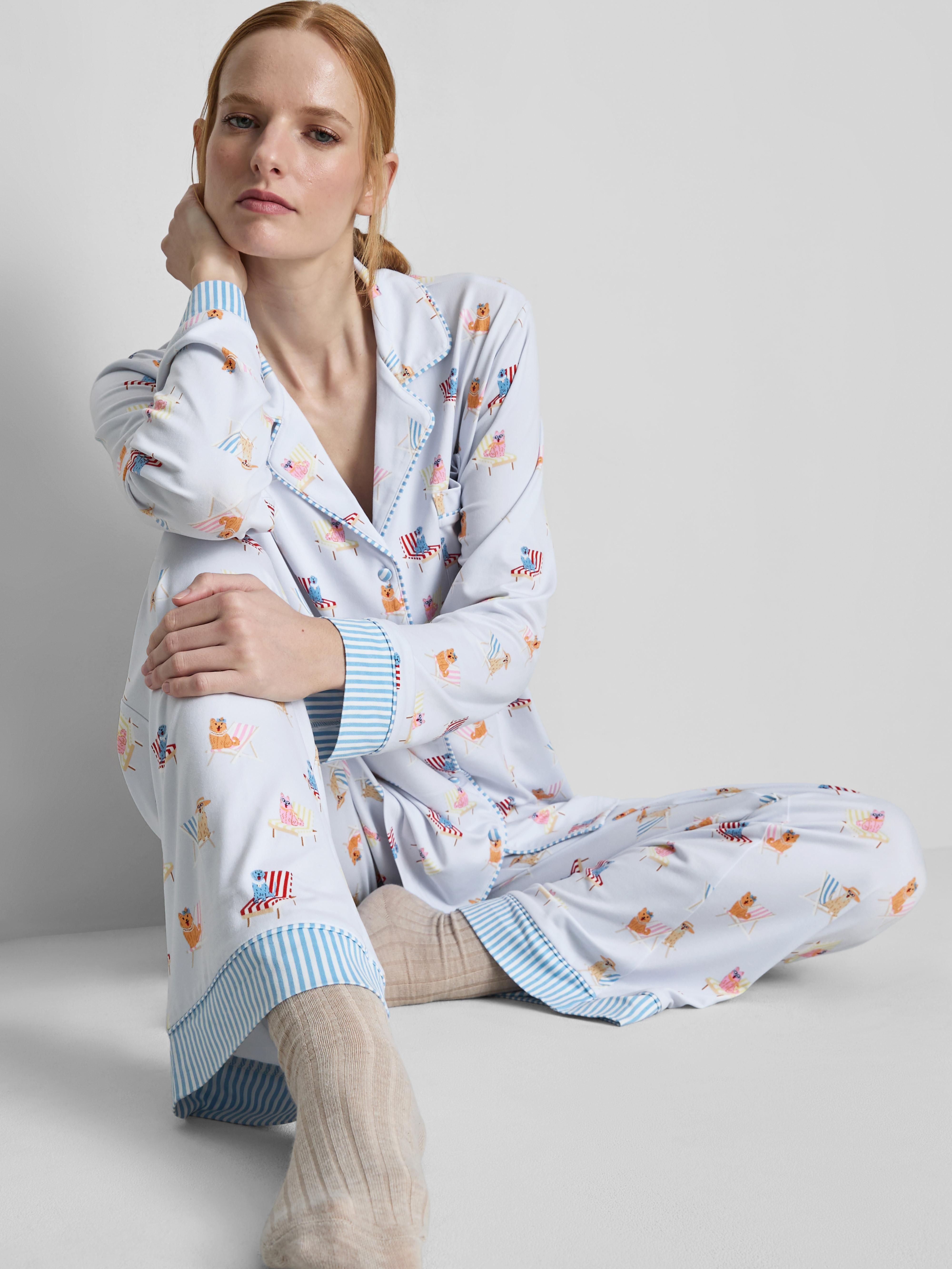 Pijama estampado de corte boyfriend Azul