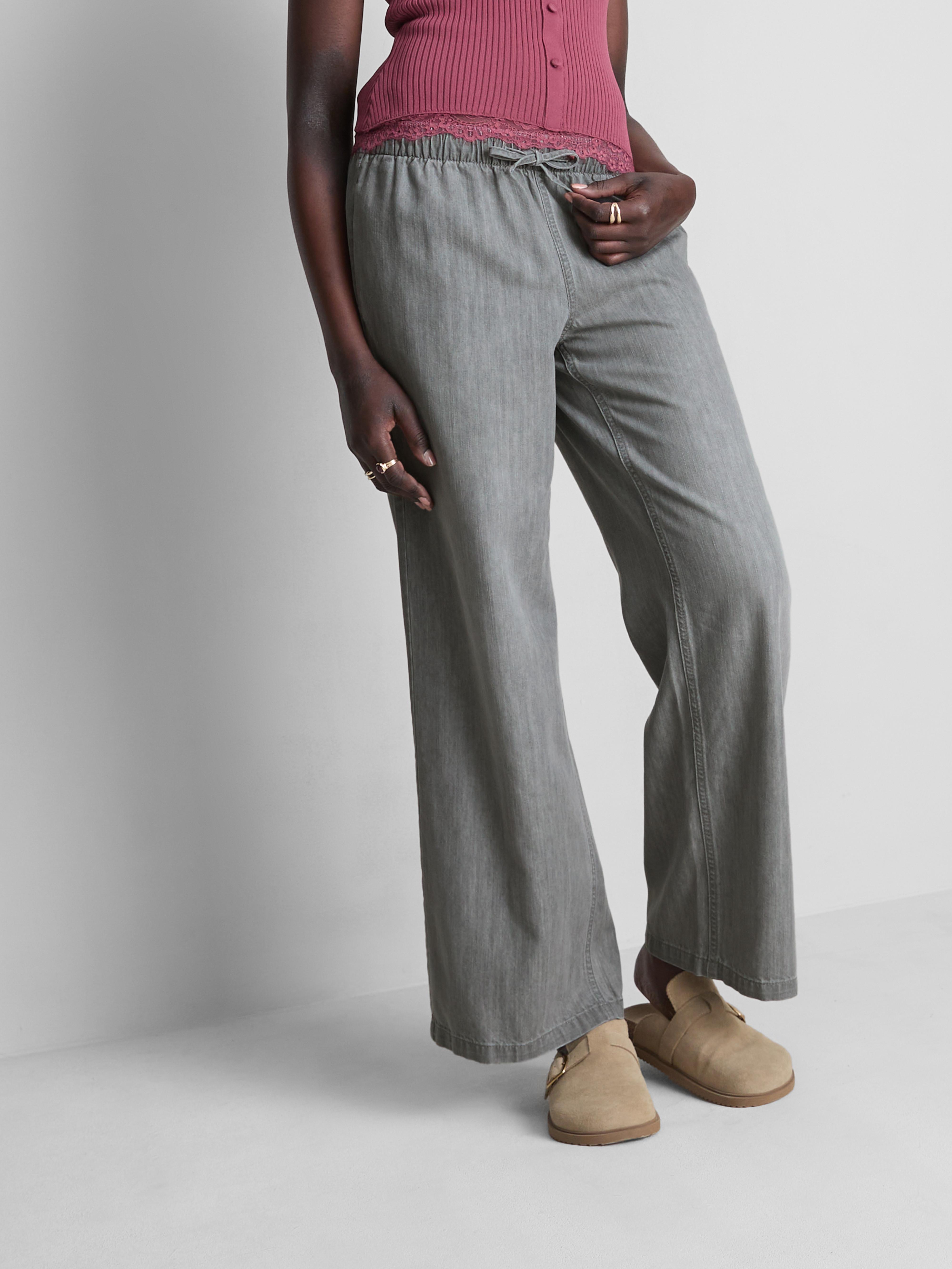 Straight-Leg Denim Joggers Gray