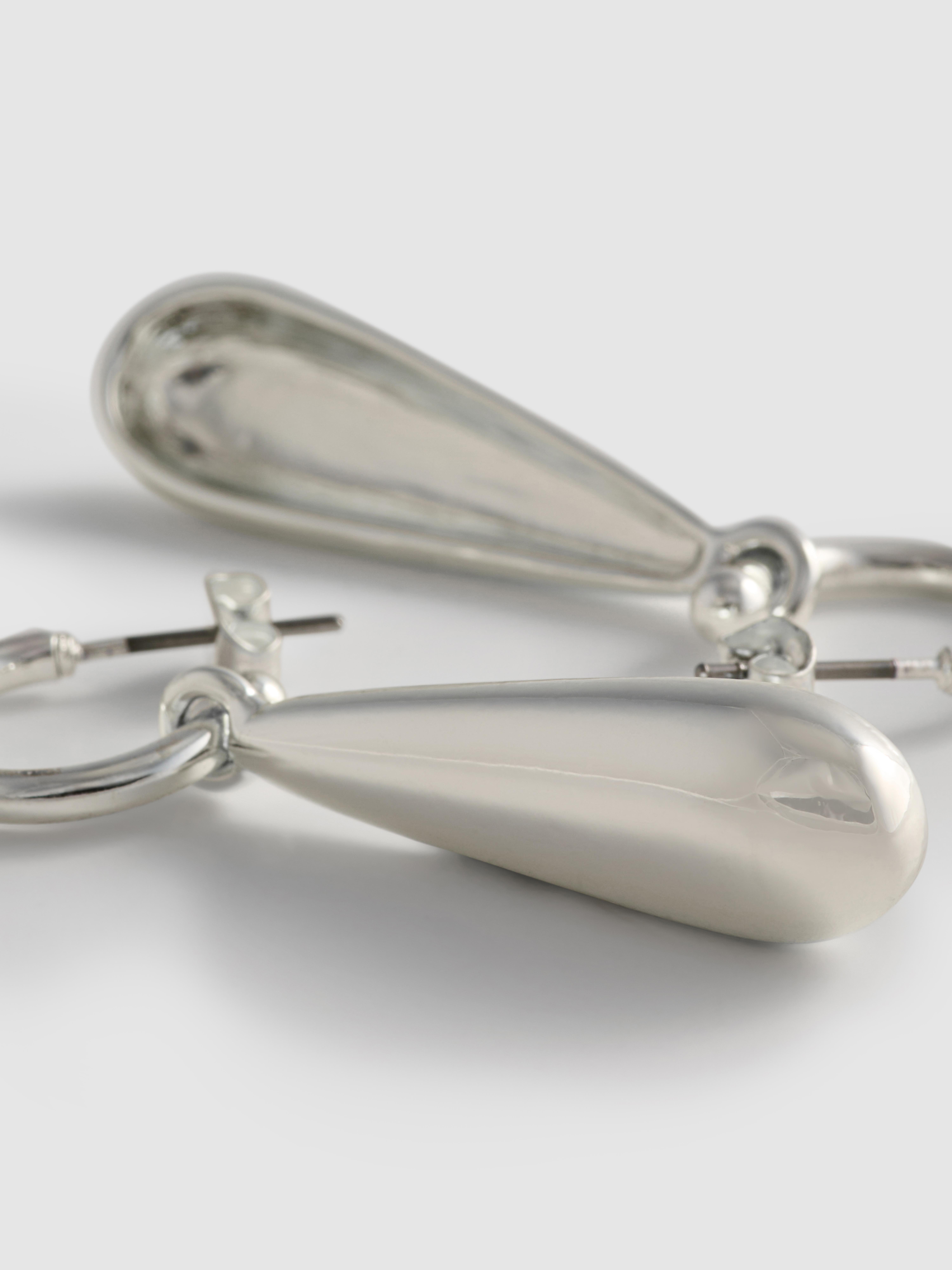 Women's Droplet Dangle Hoop Earring - White