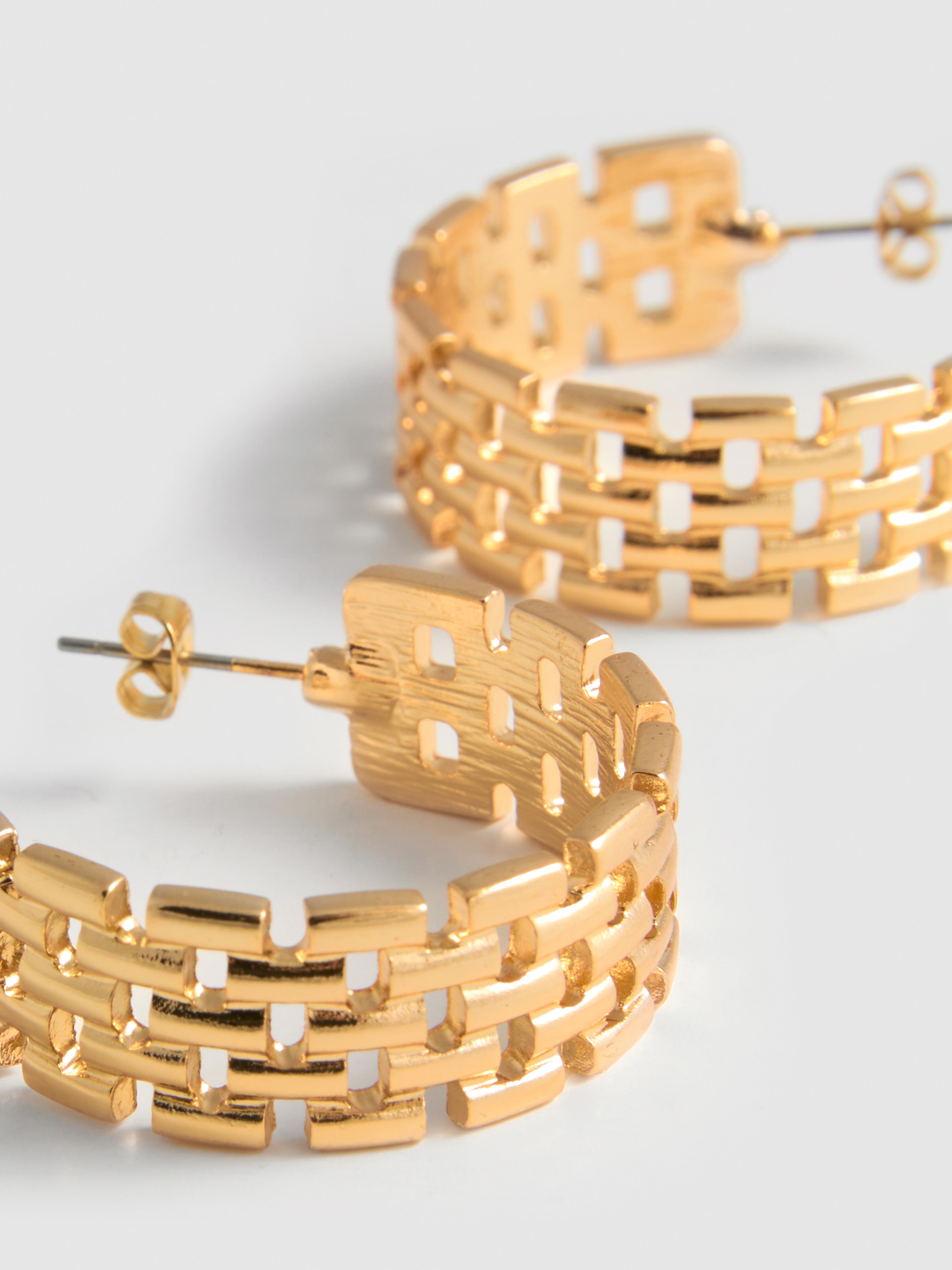 Woven Link Hoop Earrings
