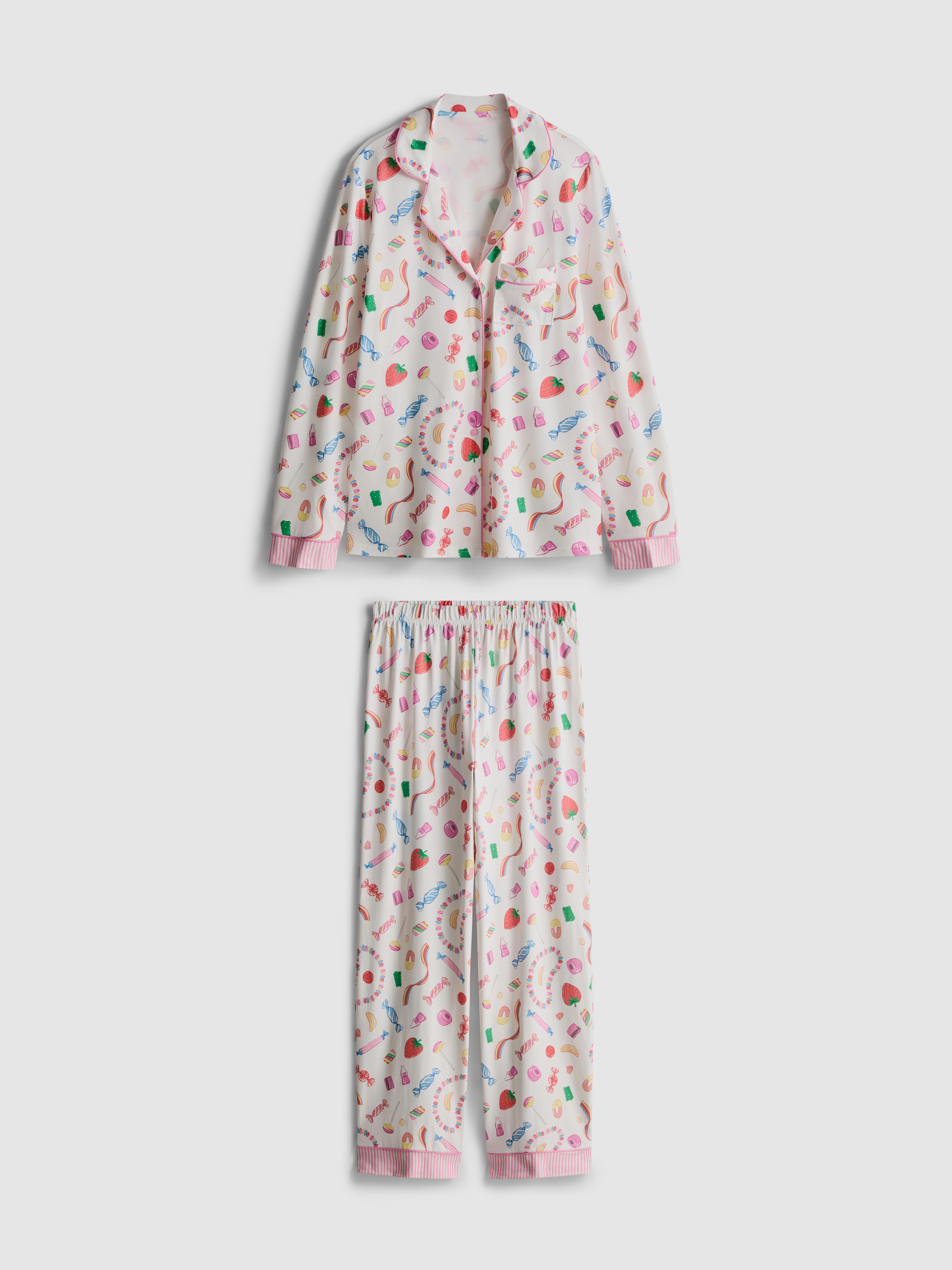 Pijamale boyfriend cu imprimeu cu dulciuri