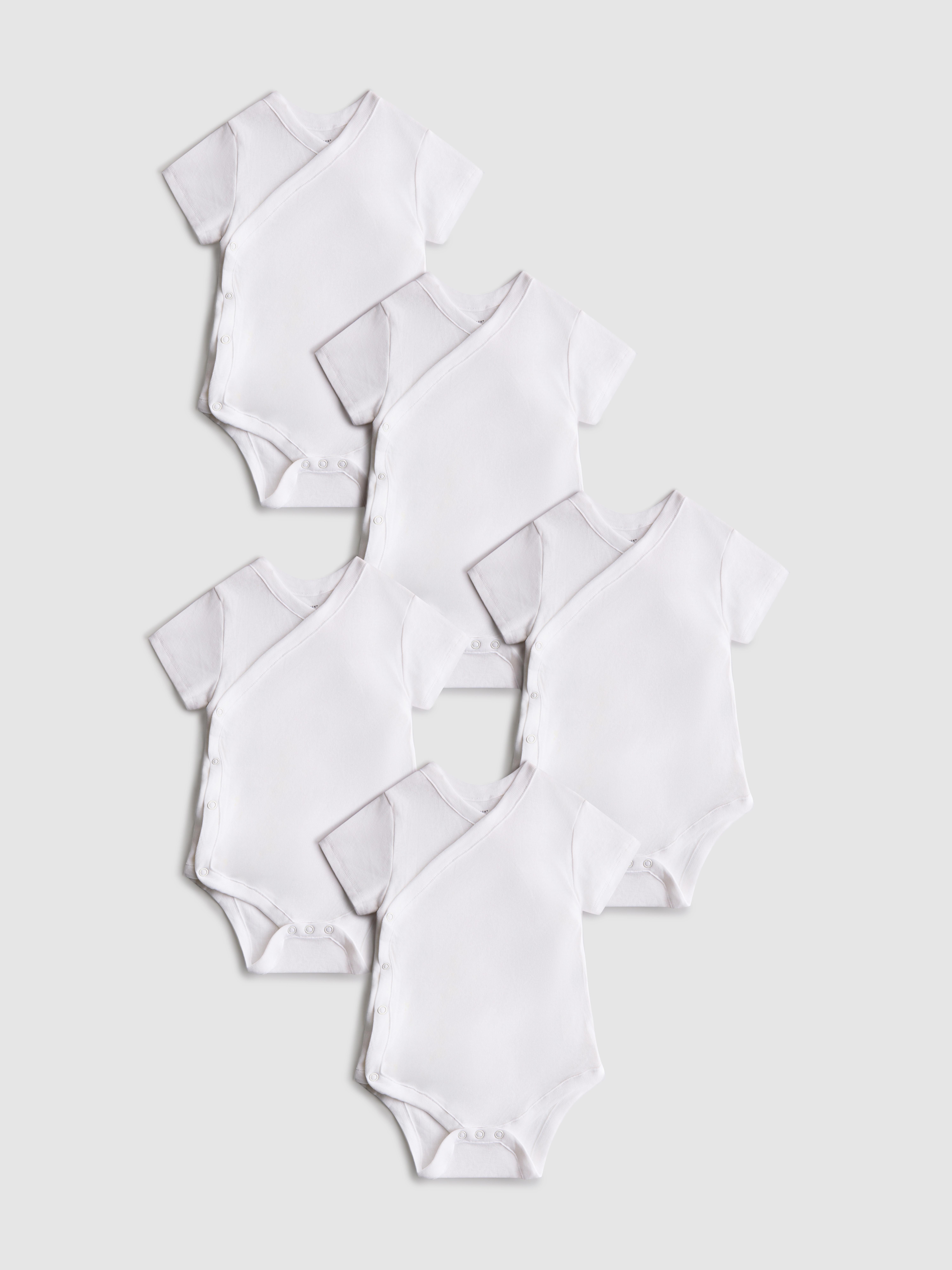 0-36mths | 5pk Ribbed Wrap Front Bodysuits