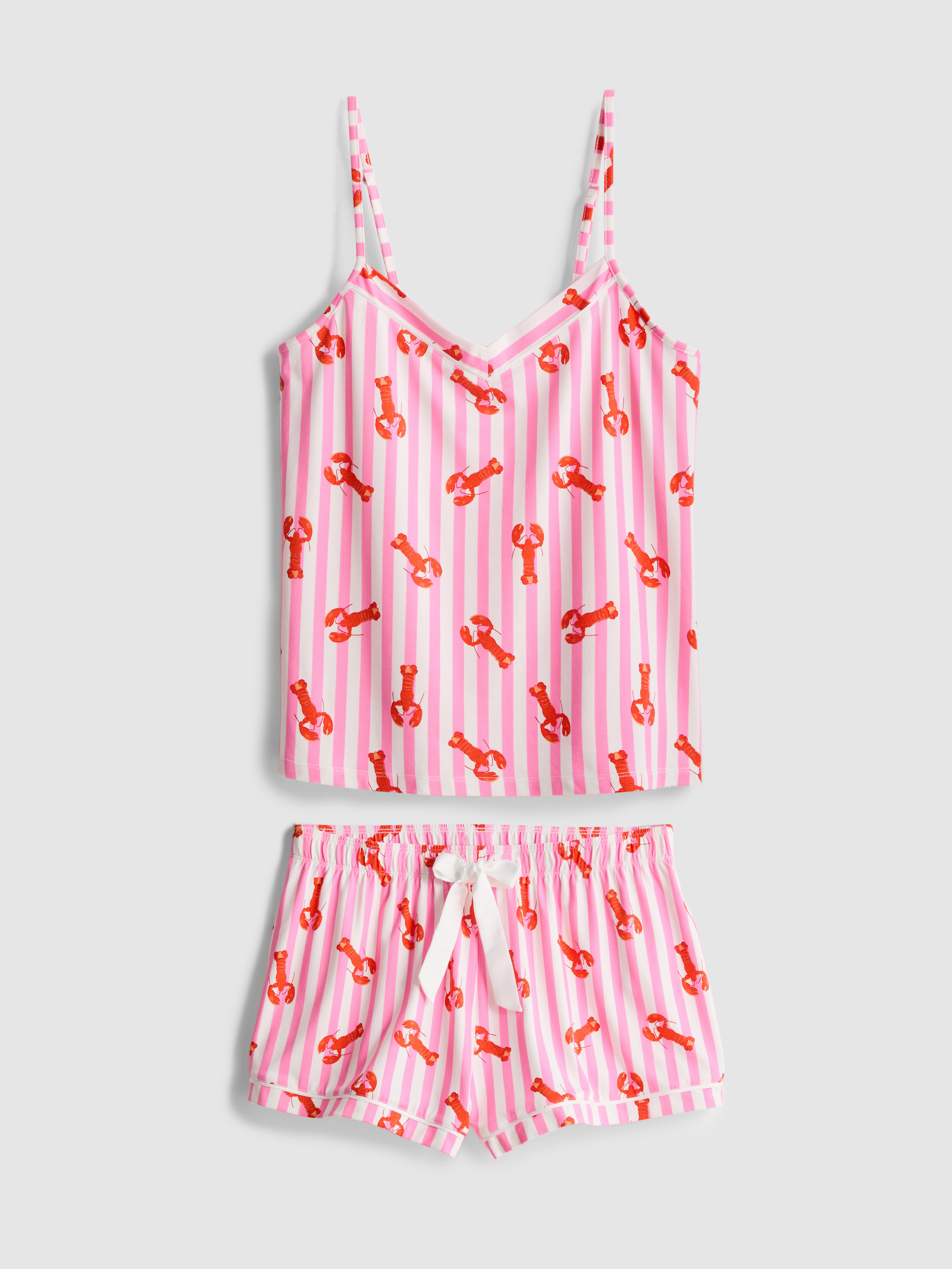 Pigiama corto stampato Rosa acceso