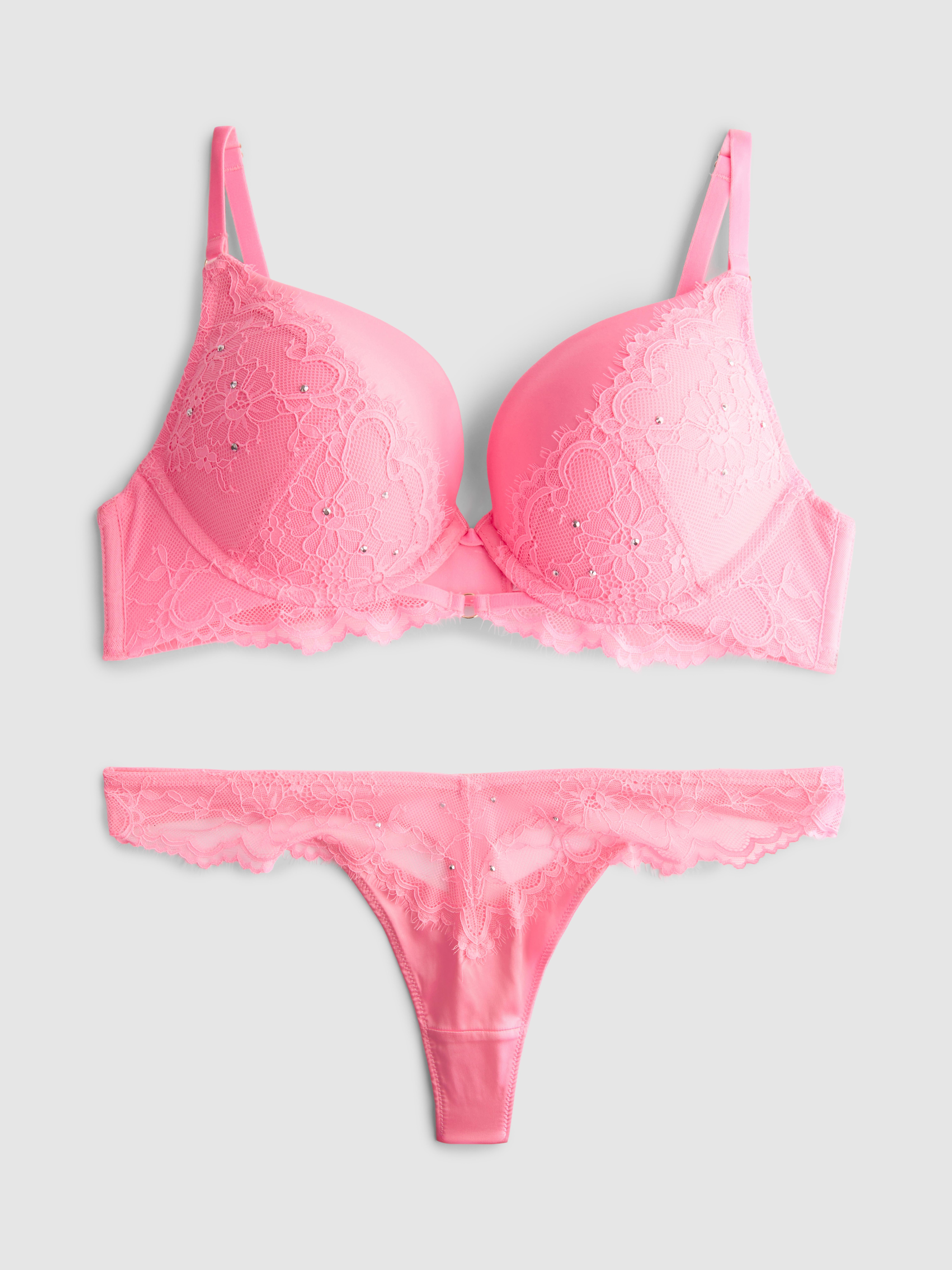 Completo intimo imbottito in pizzo con strass