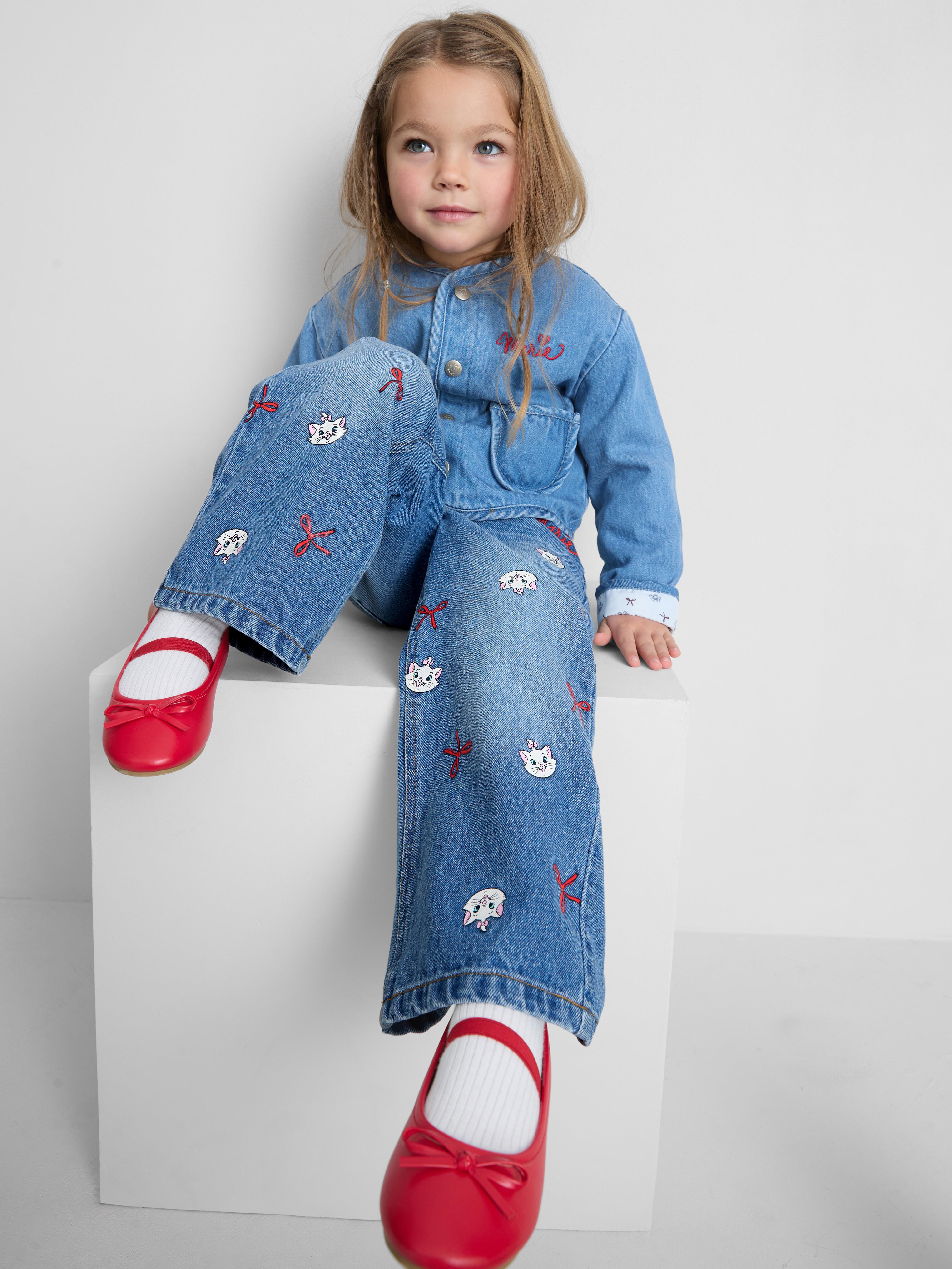 Girls Light Blue 1.5-8yrs | Disney’s The Aristocats Marie Embroidered Jeans