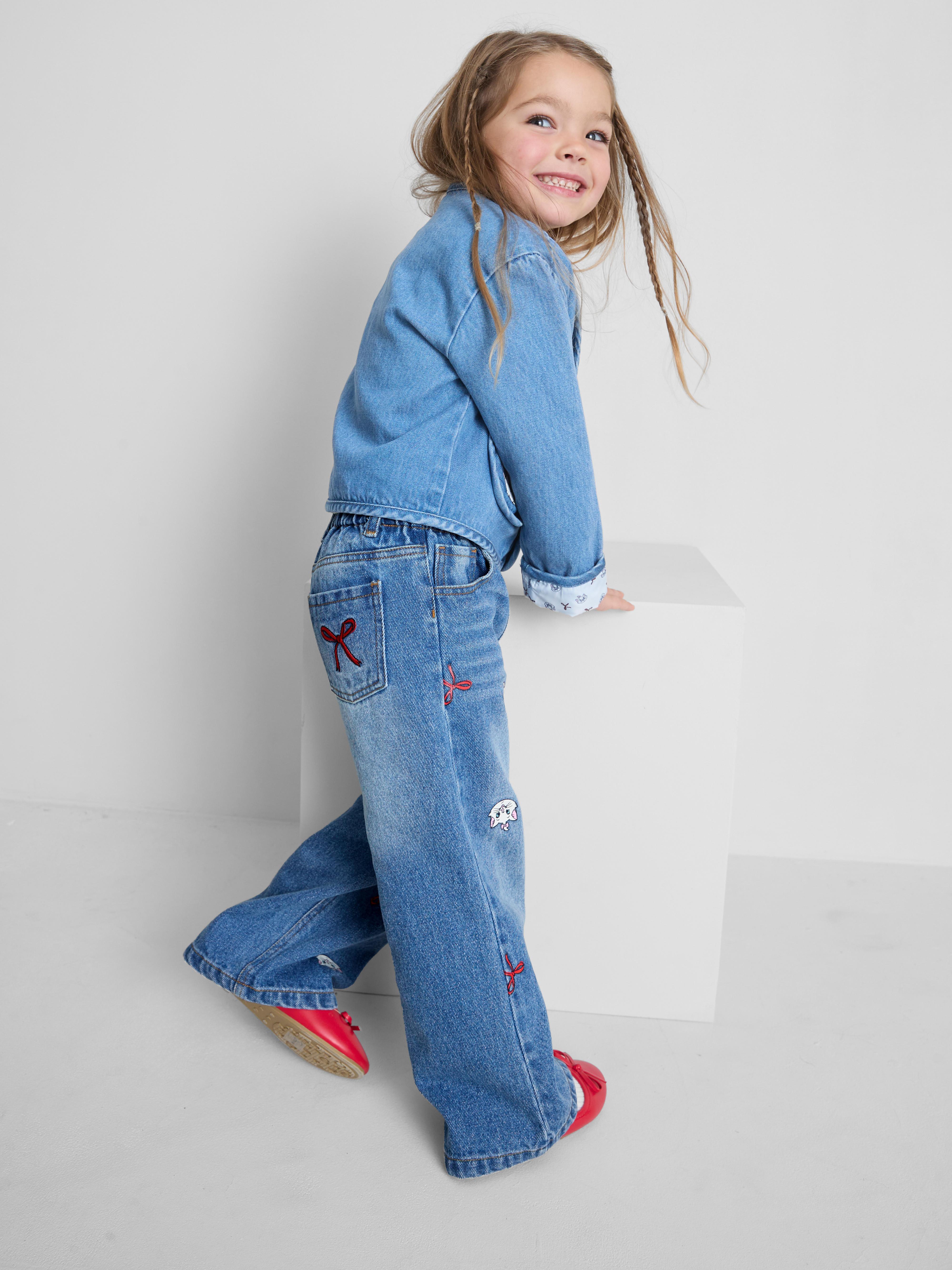 Girls Light Blue 1.5-8yrs | Disney’s The Aristocats Marie Embroidered Jeans