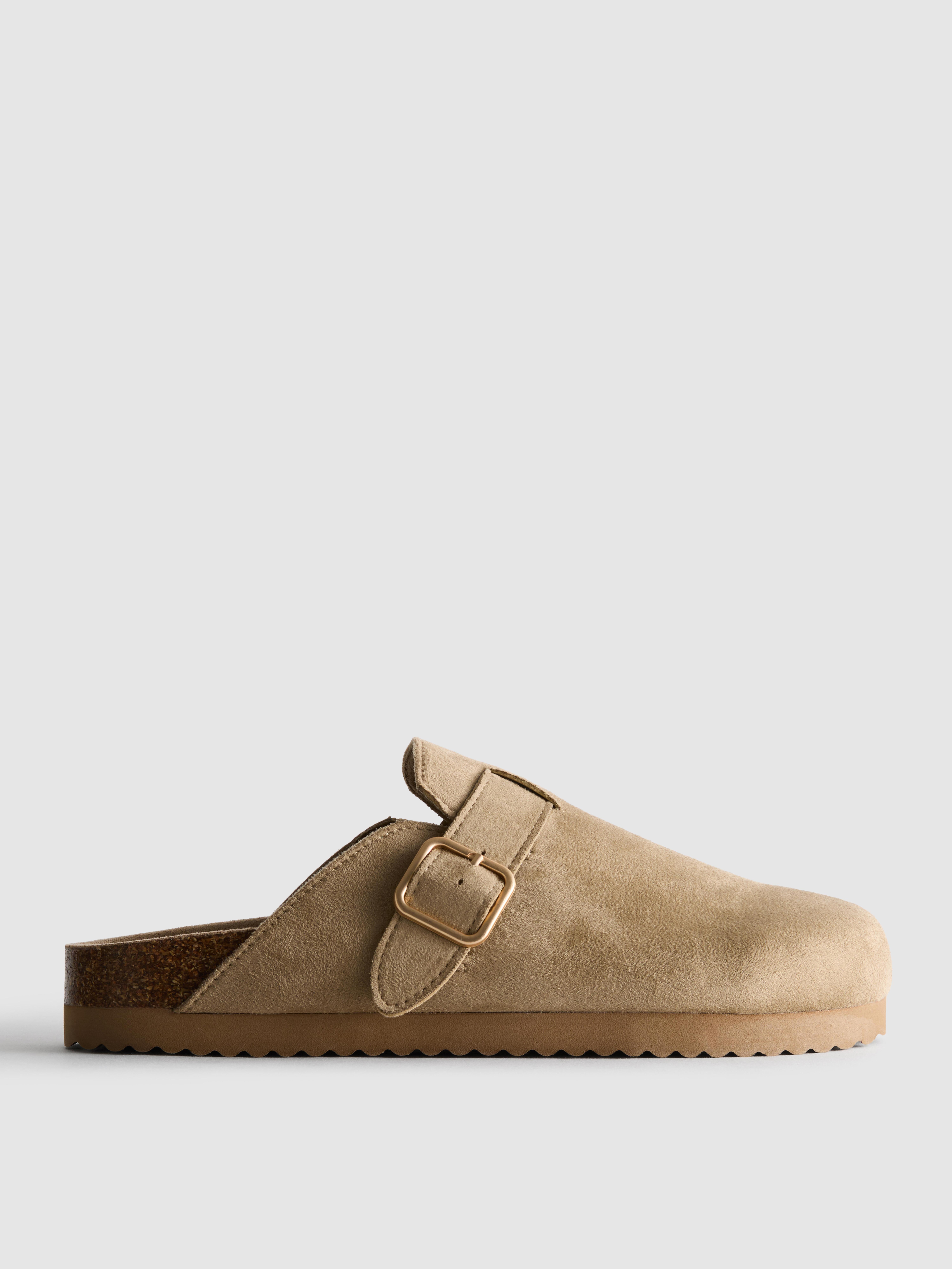 Buckle Mule Clogs Taupe