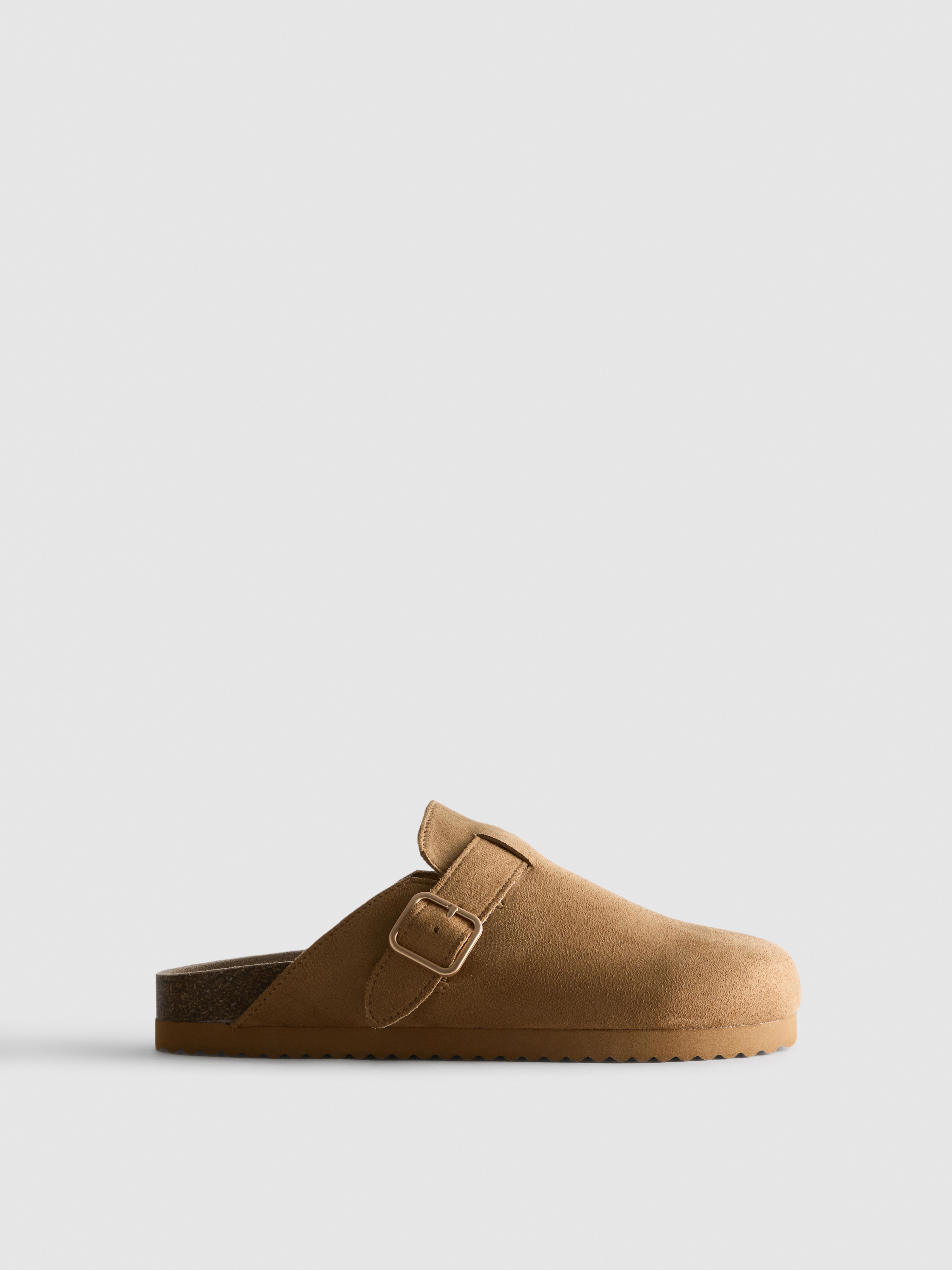 Buckle Mule Clogs Camel