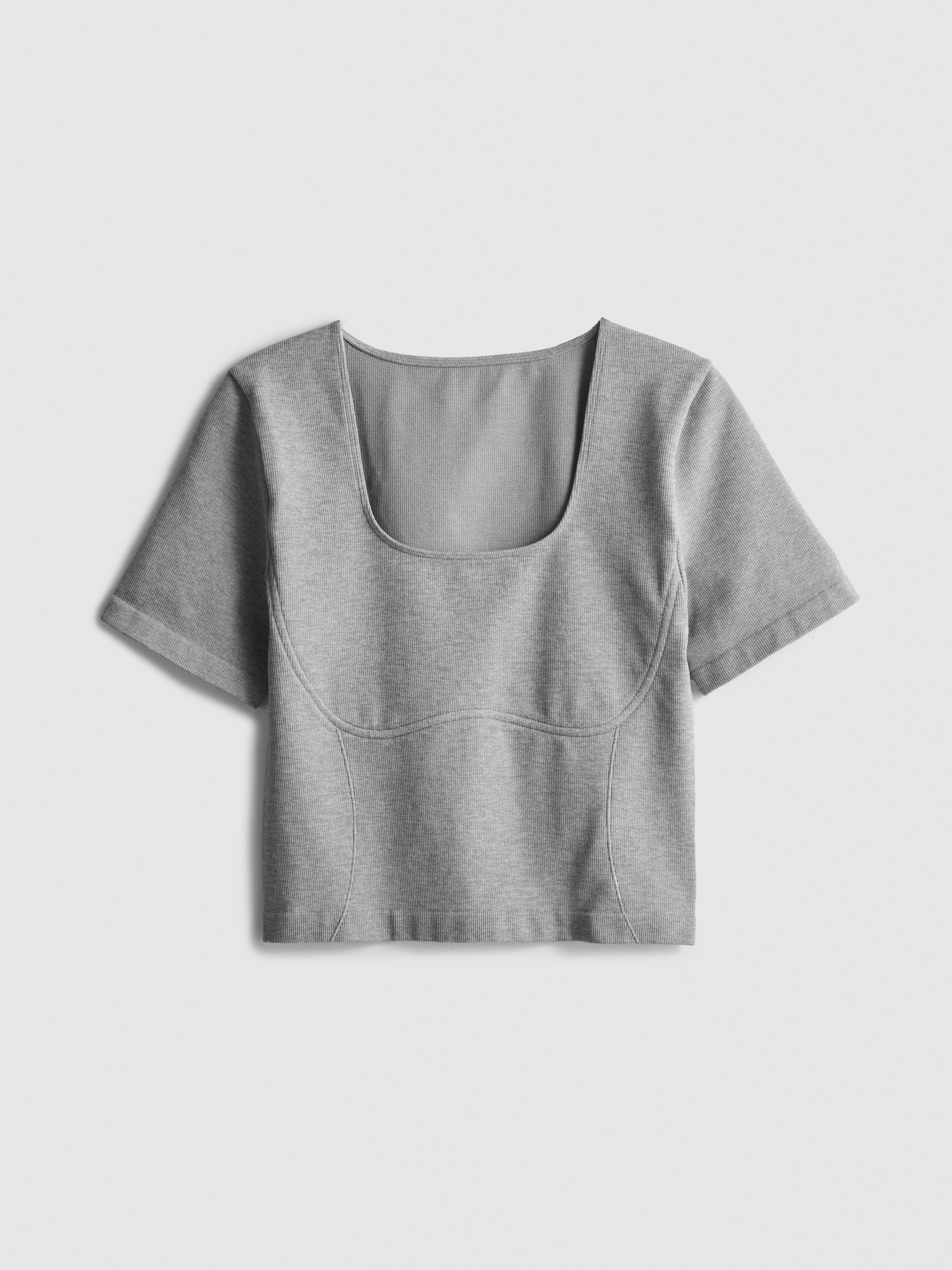 Women's Light Gray Seamless Cropped Active Contour Tee