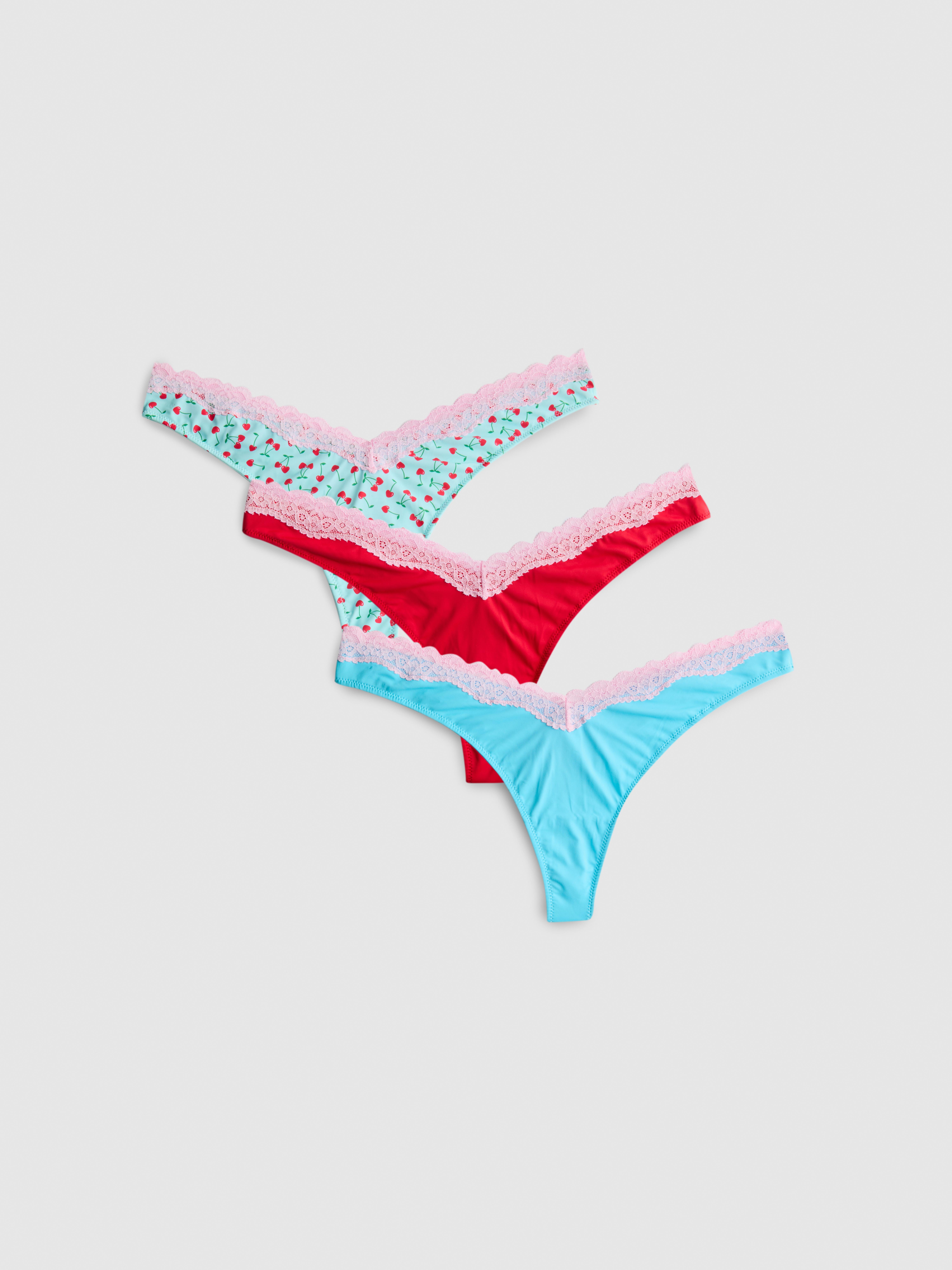 3pk Microfibre Printed Miami Thongs Blue