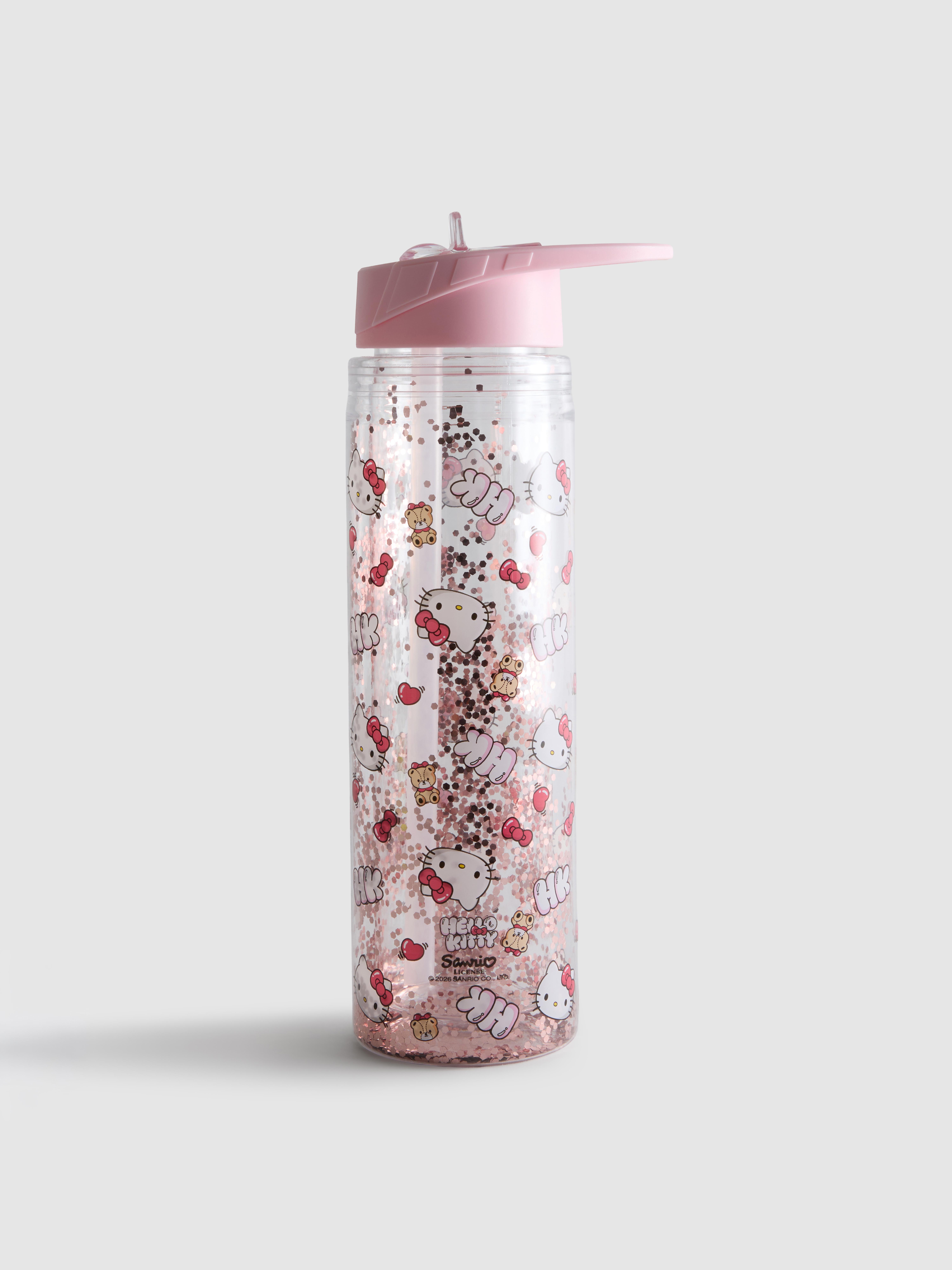Red Hello Kitty Glitter Water Bottle