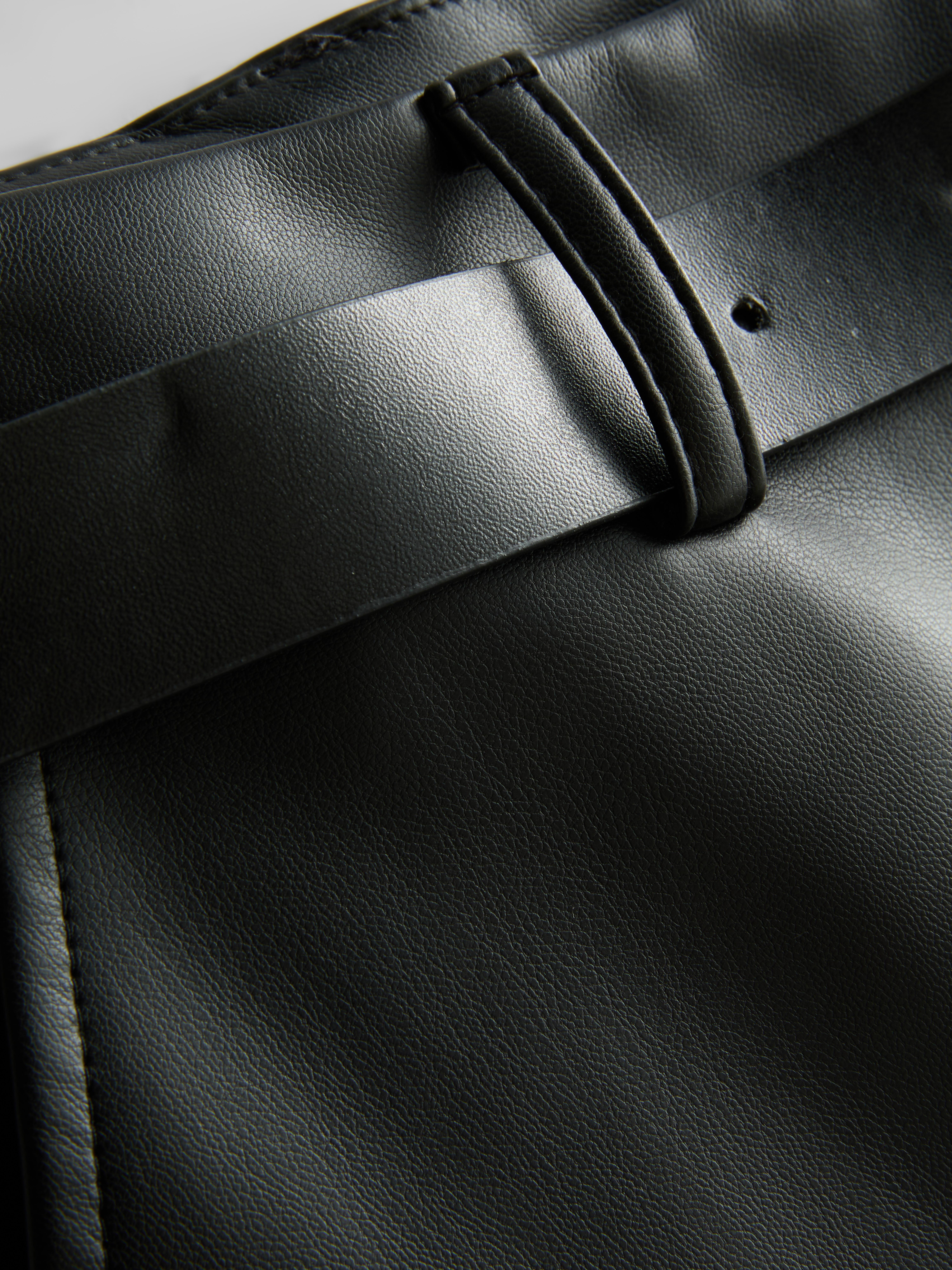 Women's Black Belted Faux-Leather Shorts