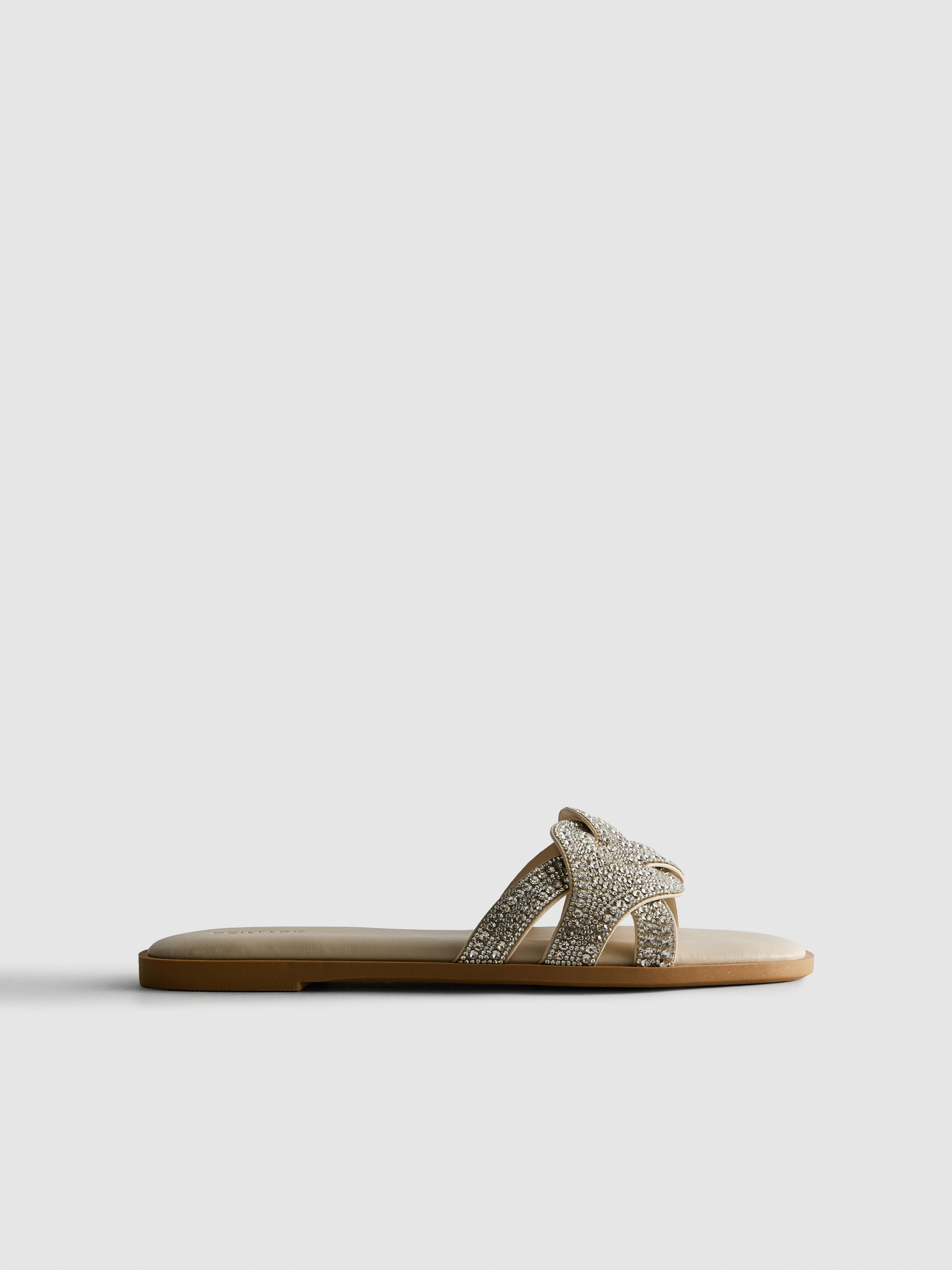 Sandały typu mule z diamencikami