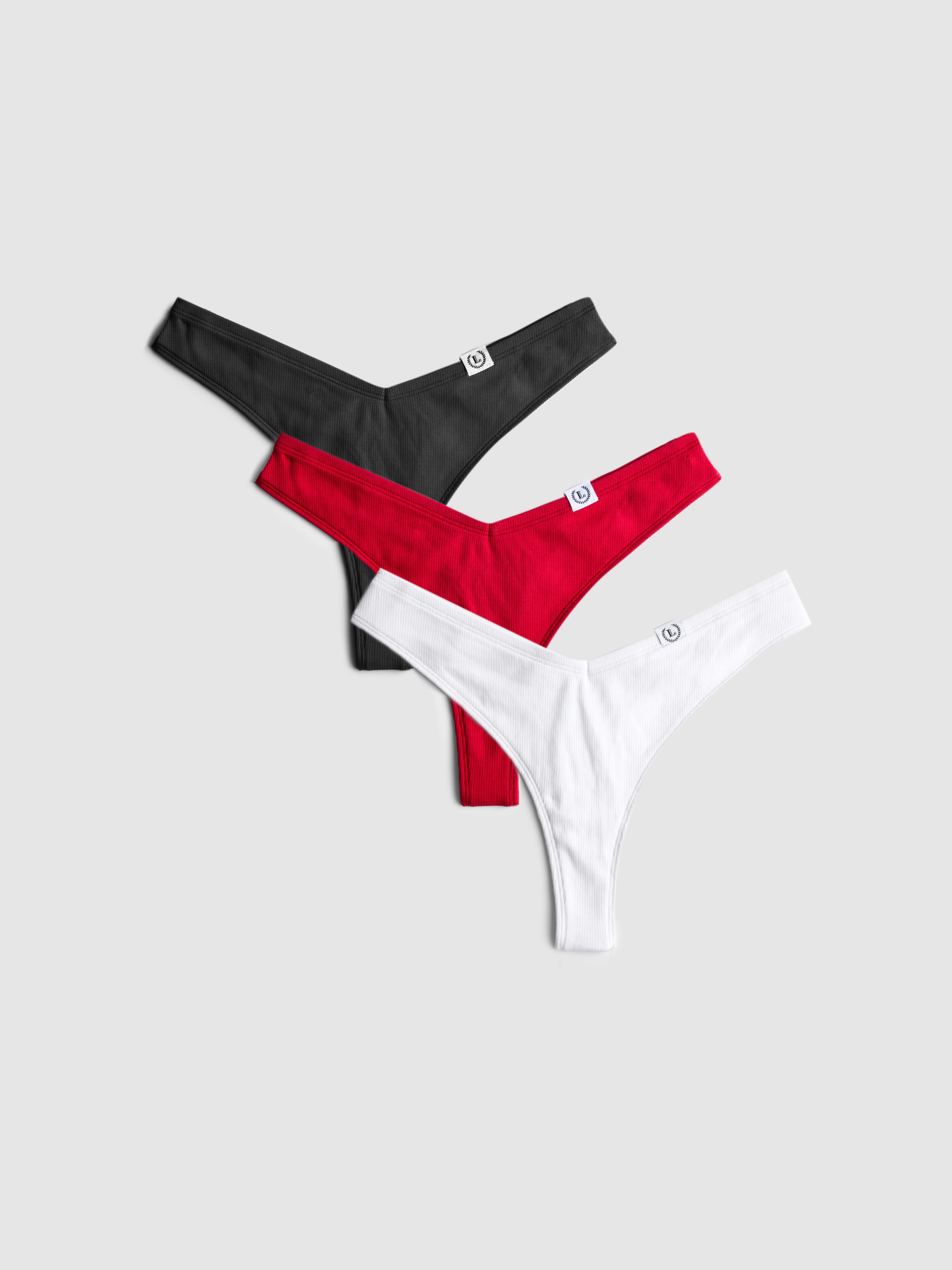 Women's Bright Red 3pk Cotton Rich Miami Thongs