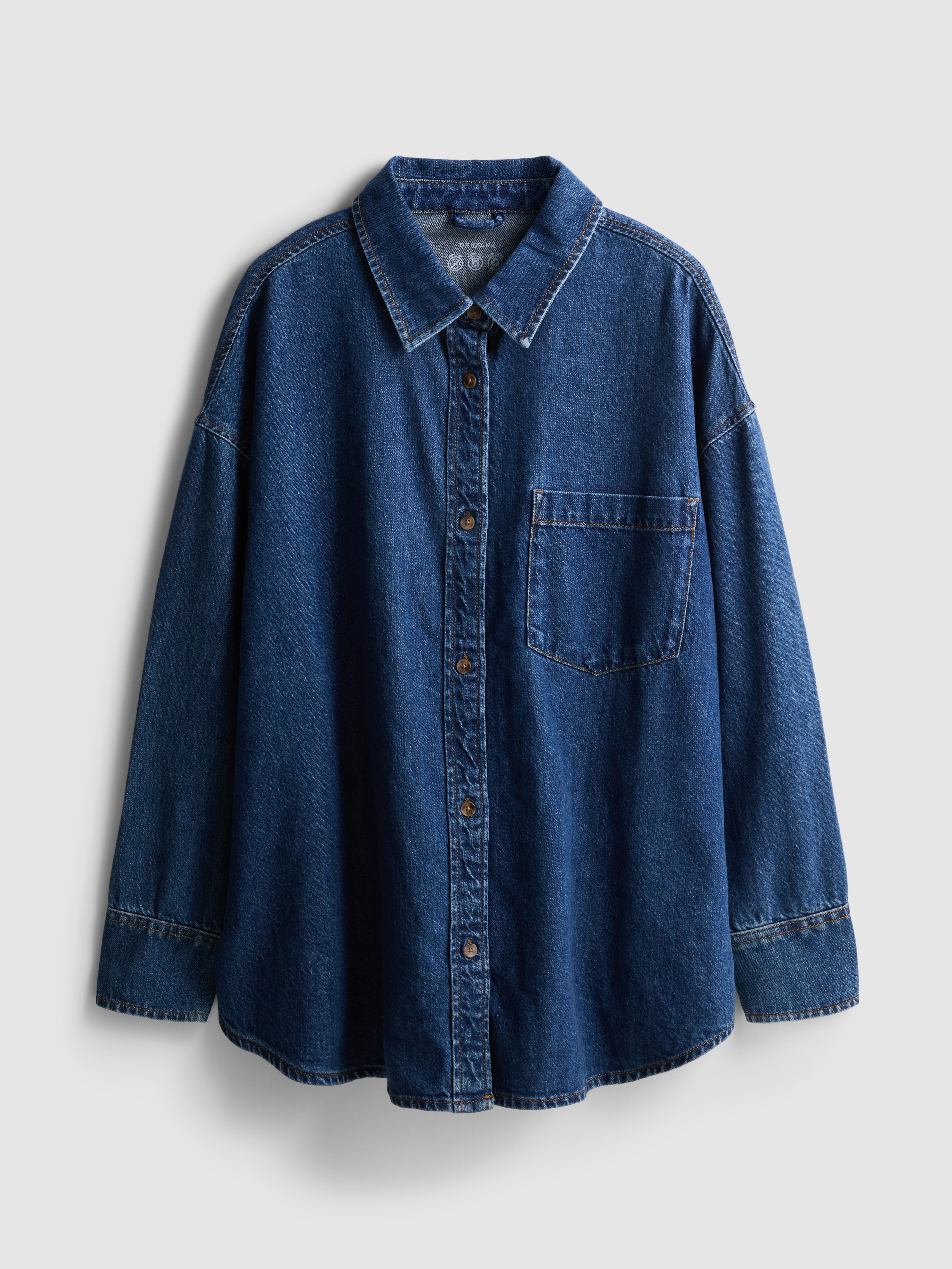 Relaxed Cotton Denim Button-Up Shirt
