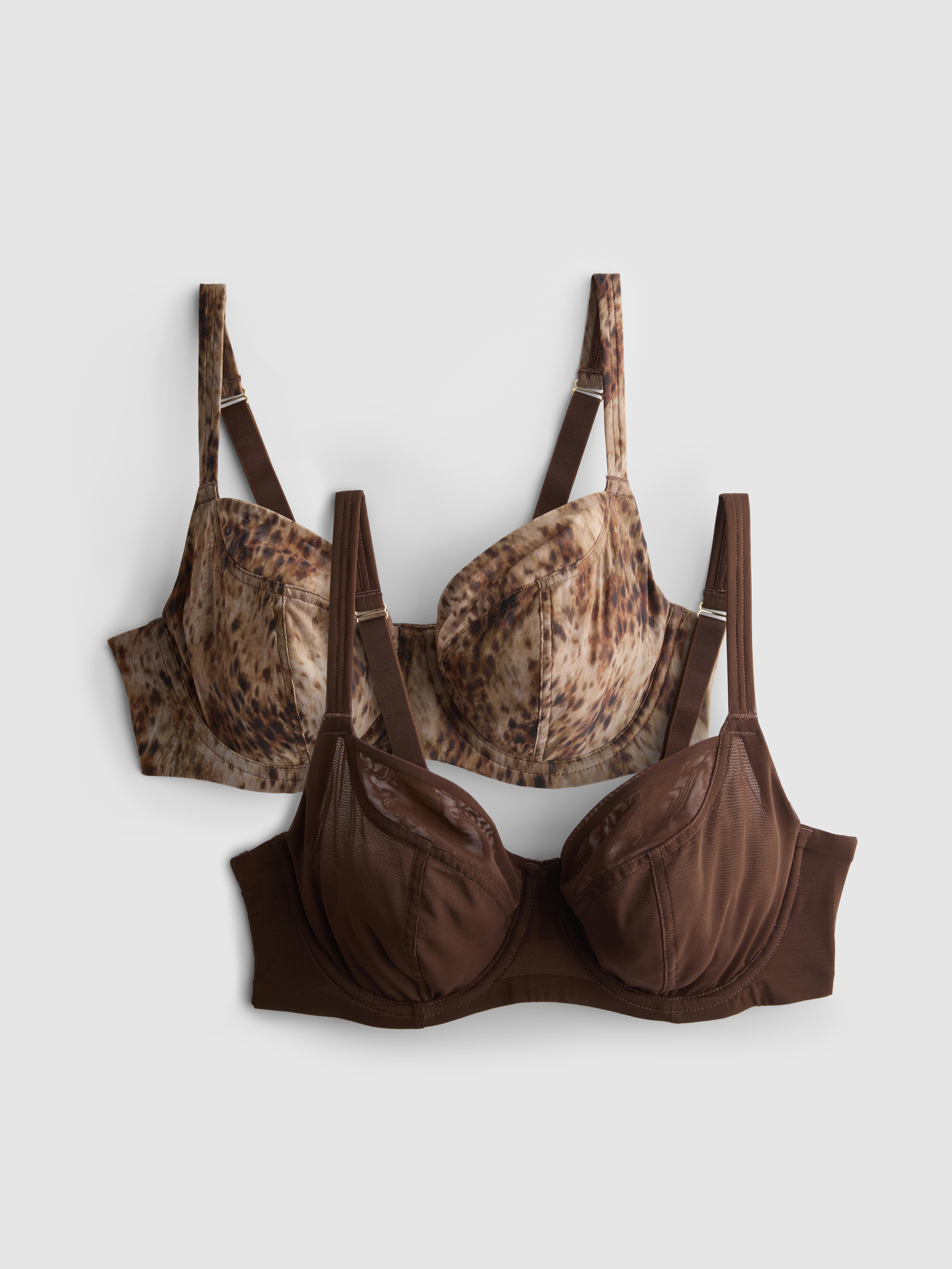 2pk D-H Underwire Mesh Printed Bra