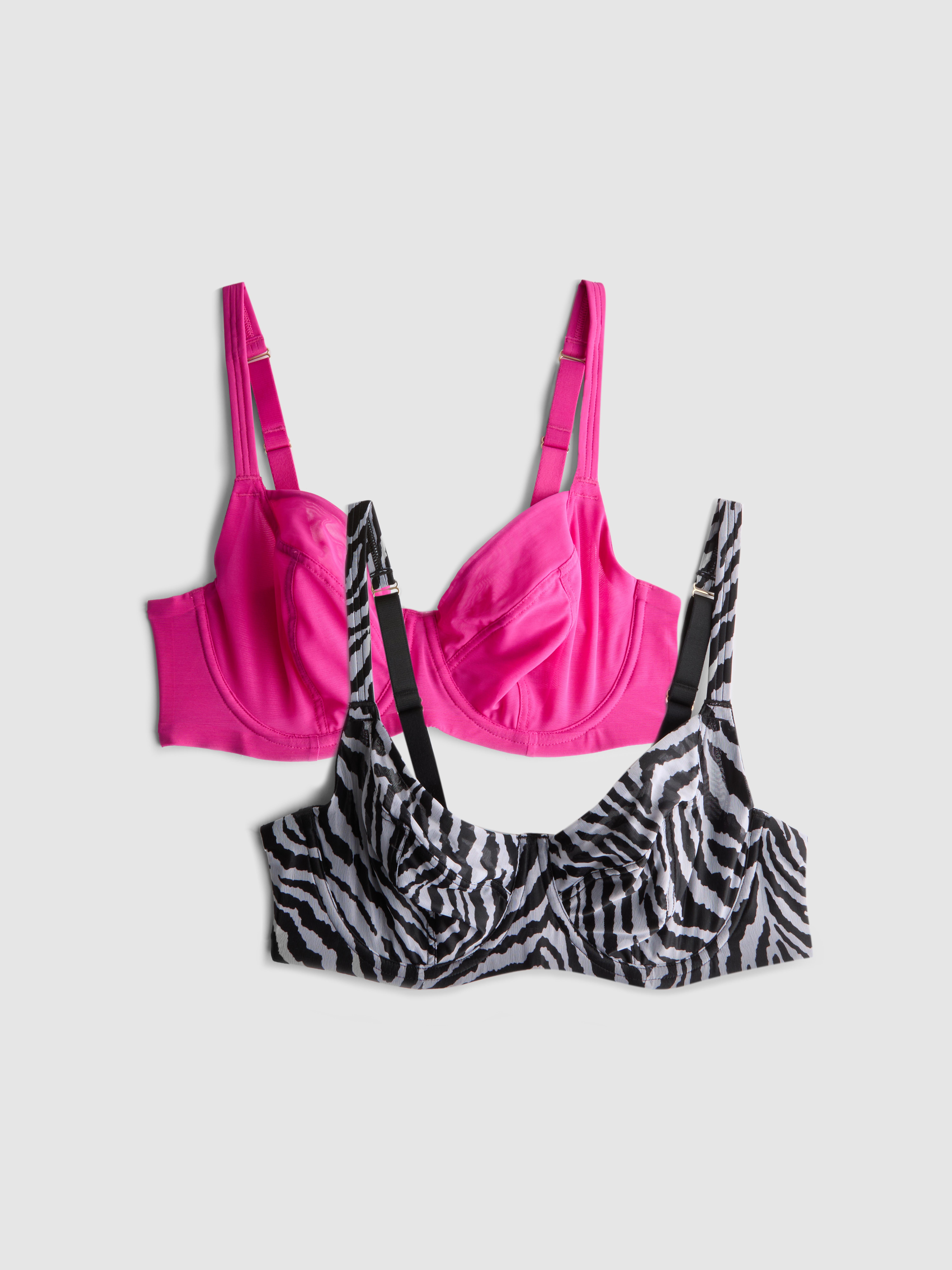 2pk D-H Underwired Mesh Printed Bra