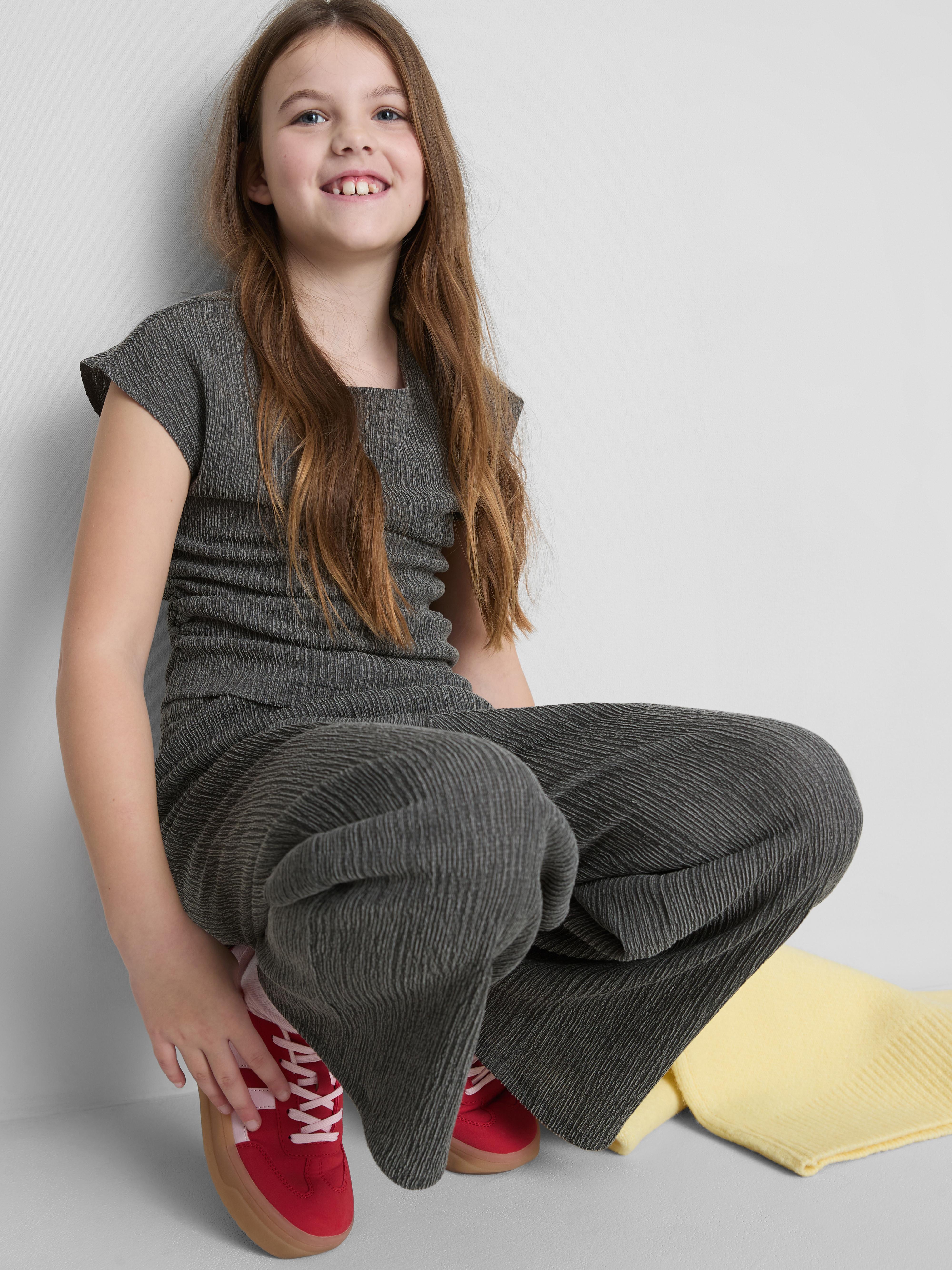 Girls Charcoal 7-15yrs | Crinkle Ruched Blouse