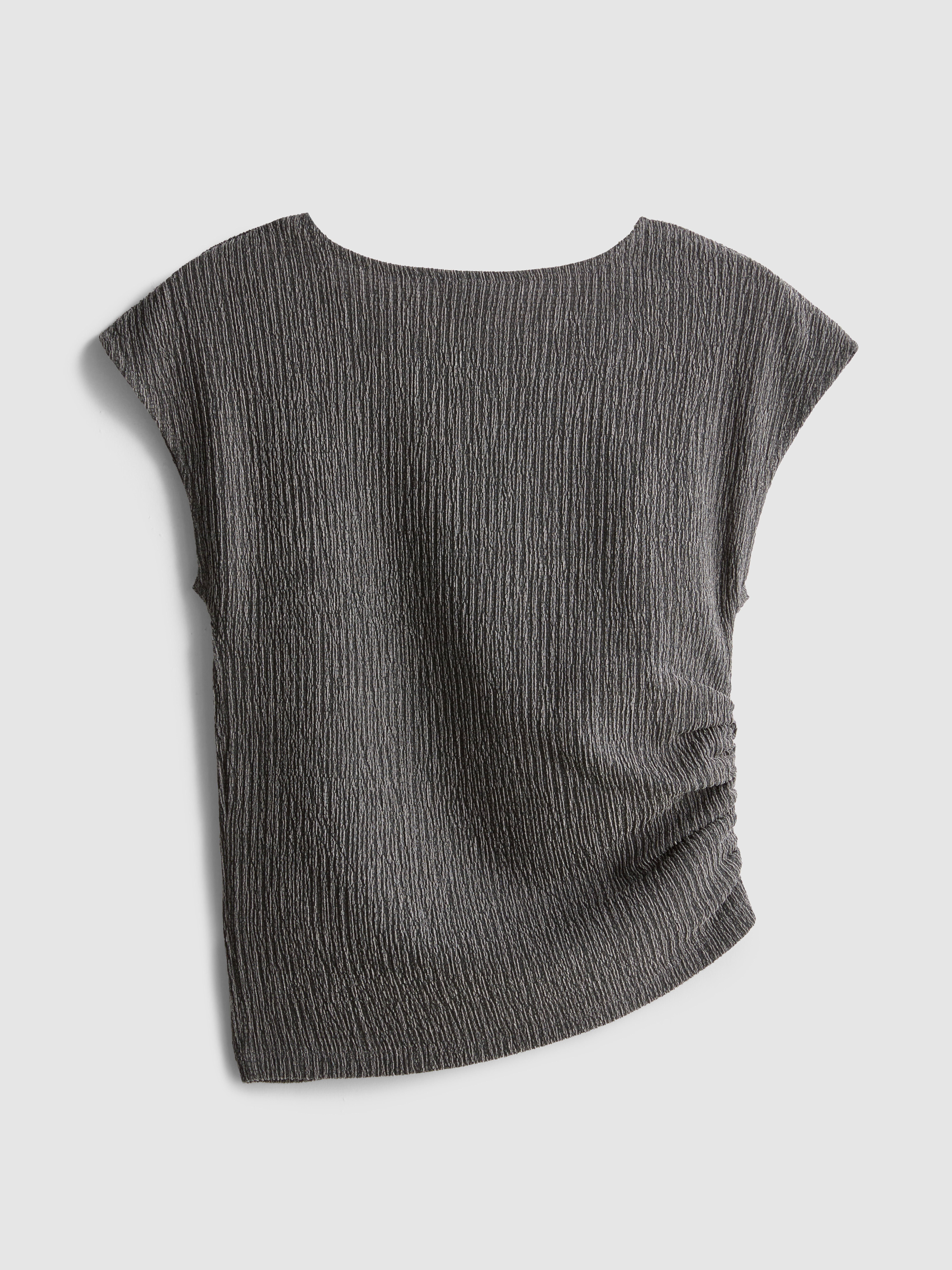 Girls Charcoal 7-15yrs | Crinkle Ruched Blouse