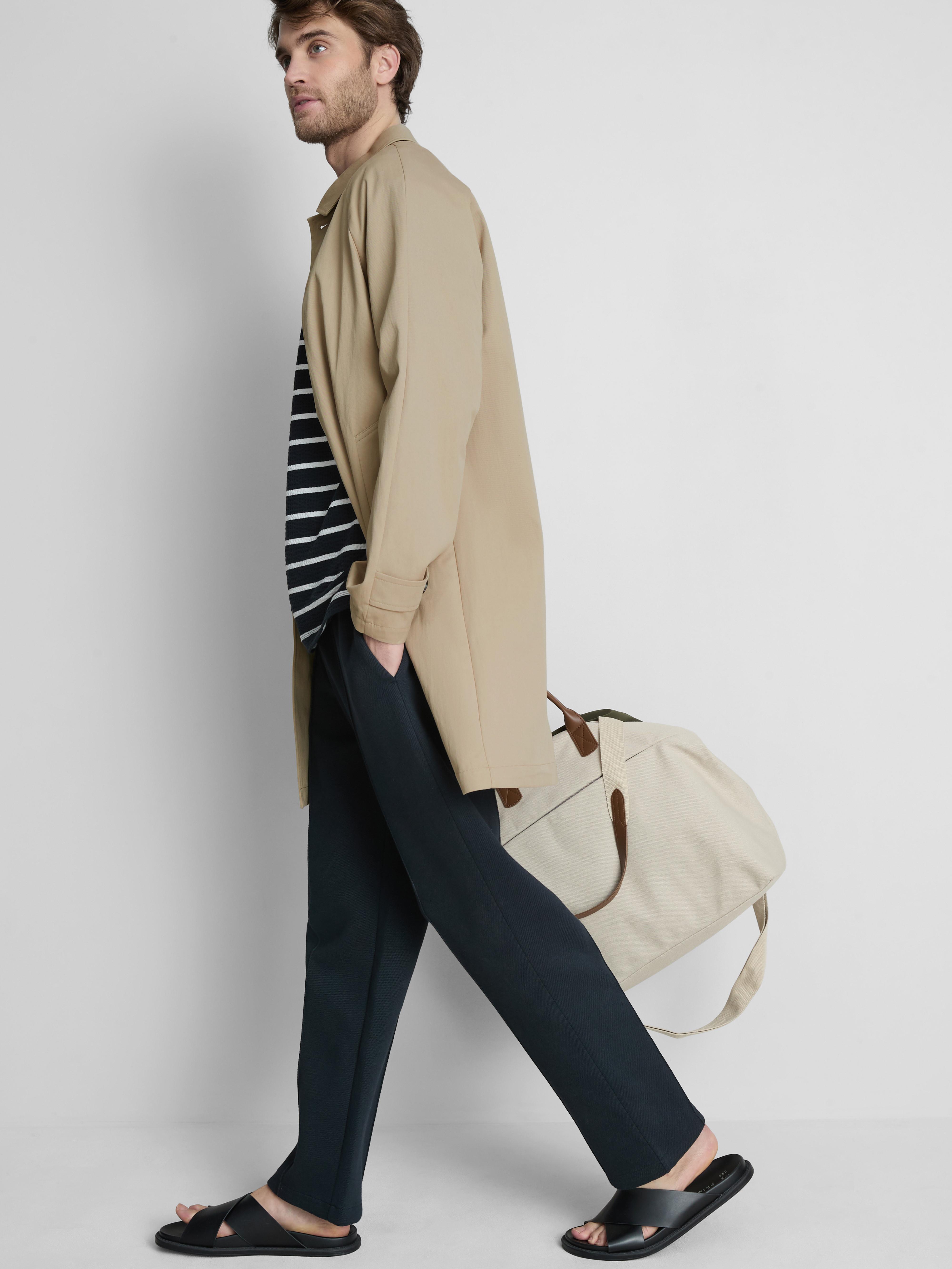 Men's Ivory The Edit Button-Up Trench Coat