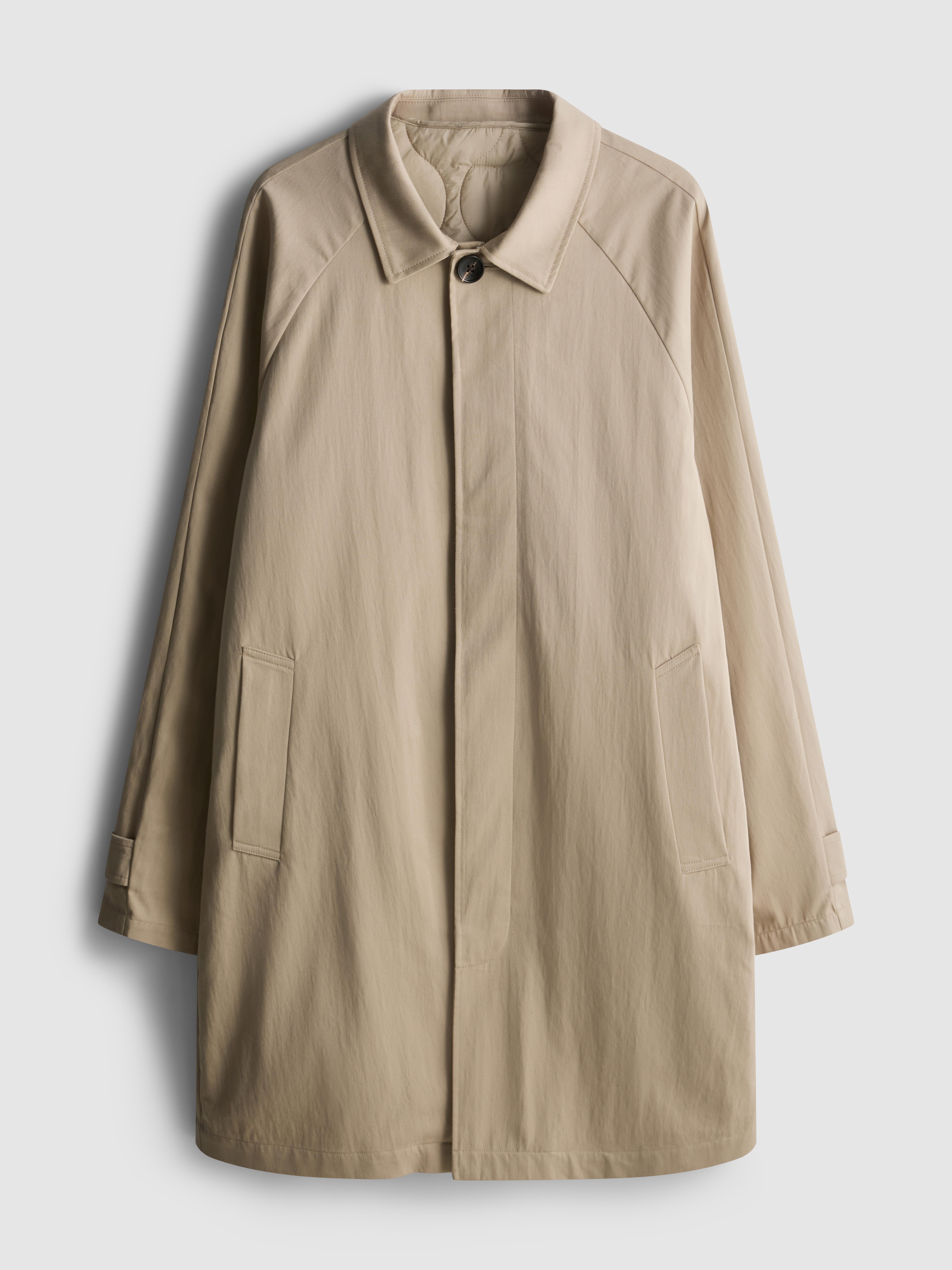 Men's Ivory The Edit Button-Up Trench Coat