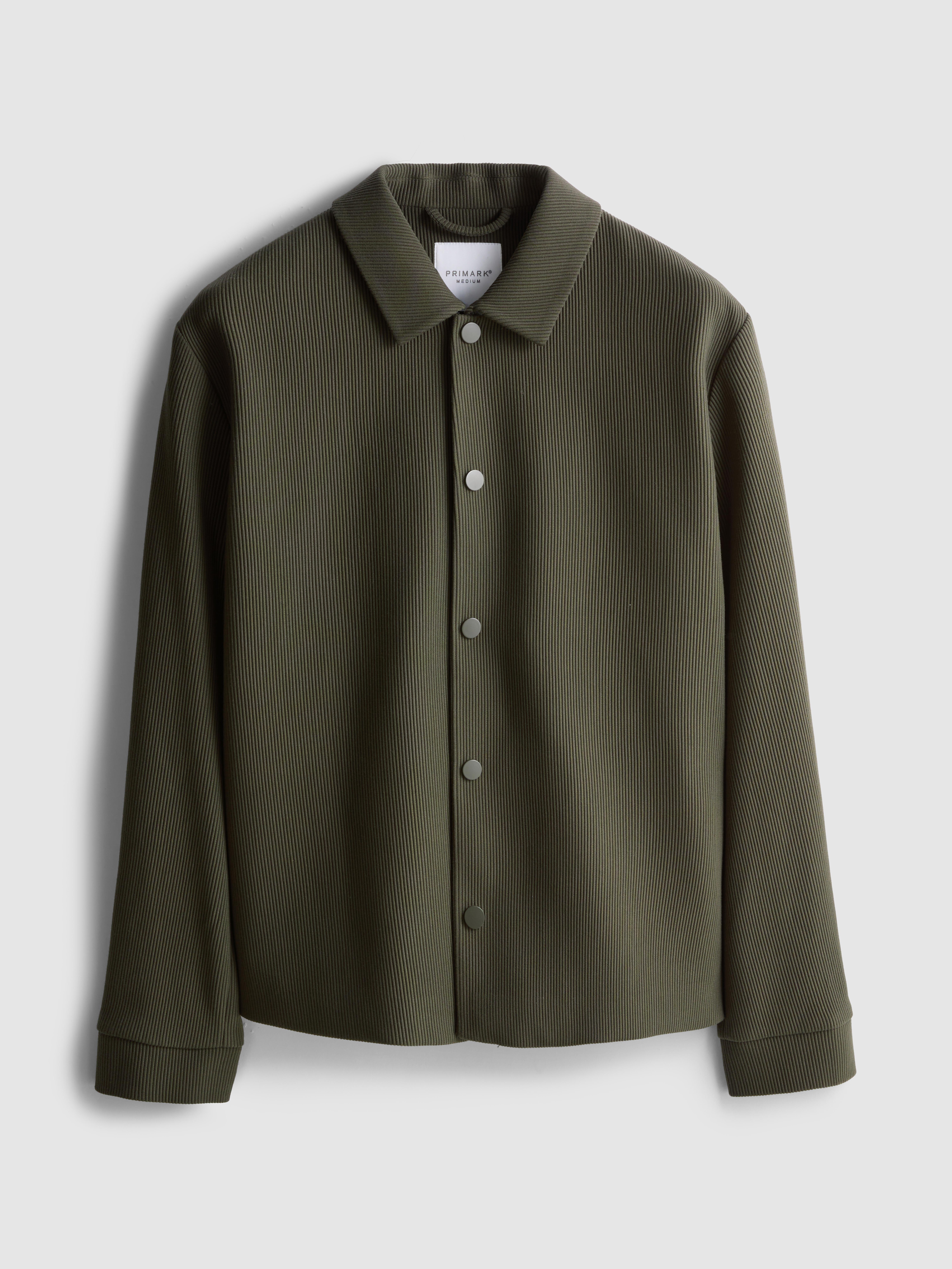 Men's Olive The Edit Button-Up Plisse Jacket