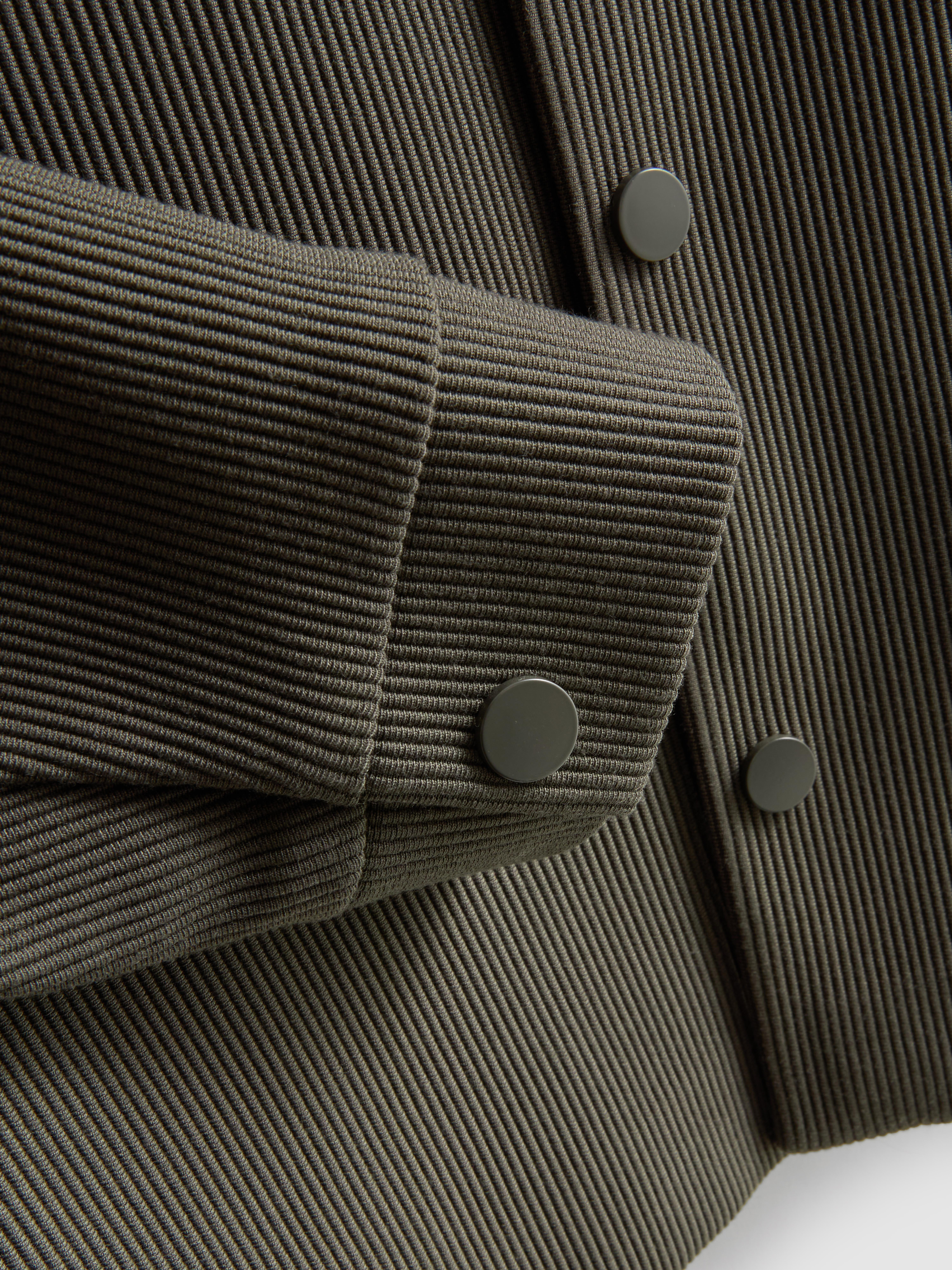 Men's Olive The Edit Button-Up Plisse Jacket