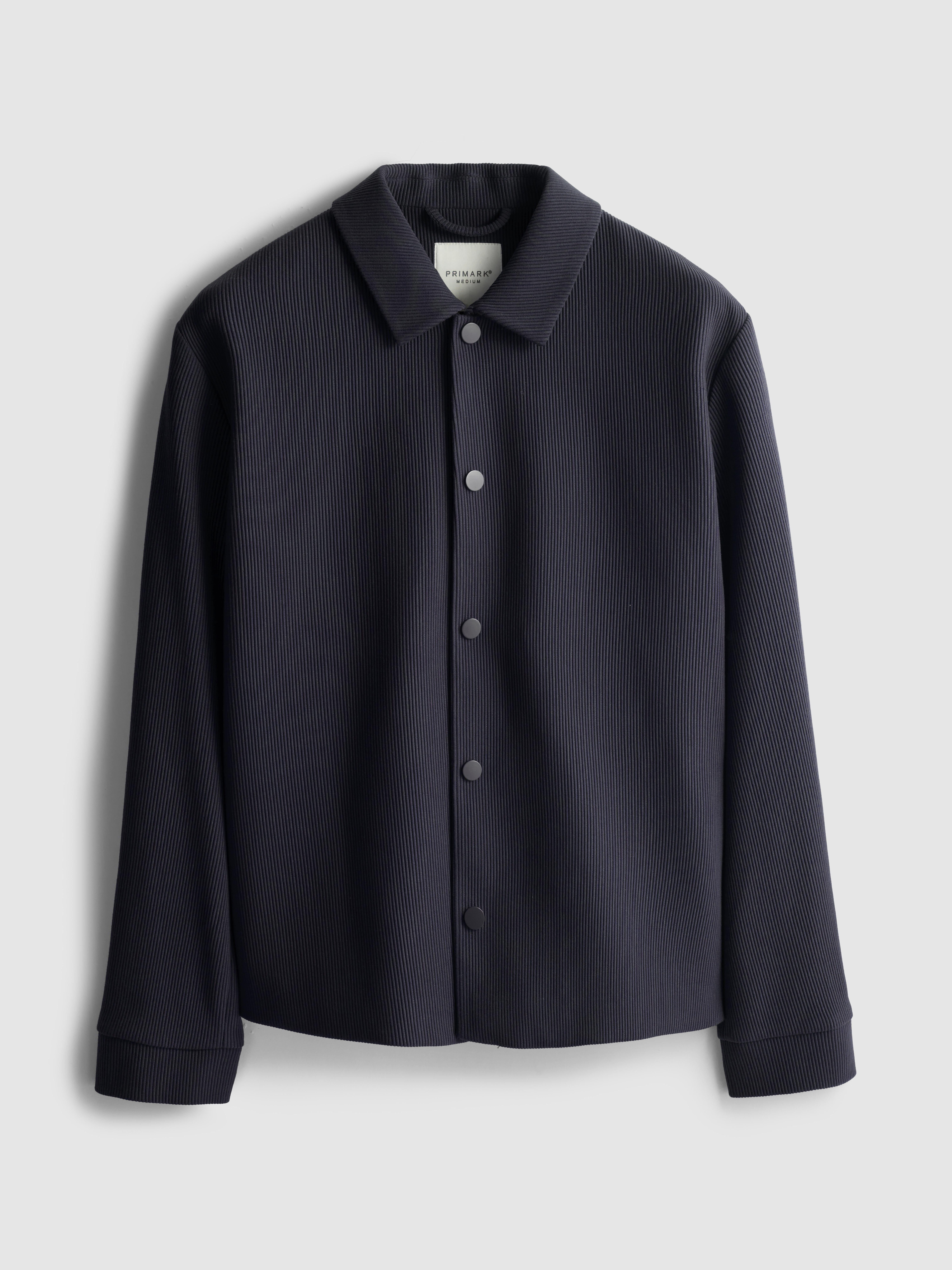Men's Navy The Edit Button-Up Plisse Jacket