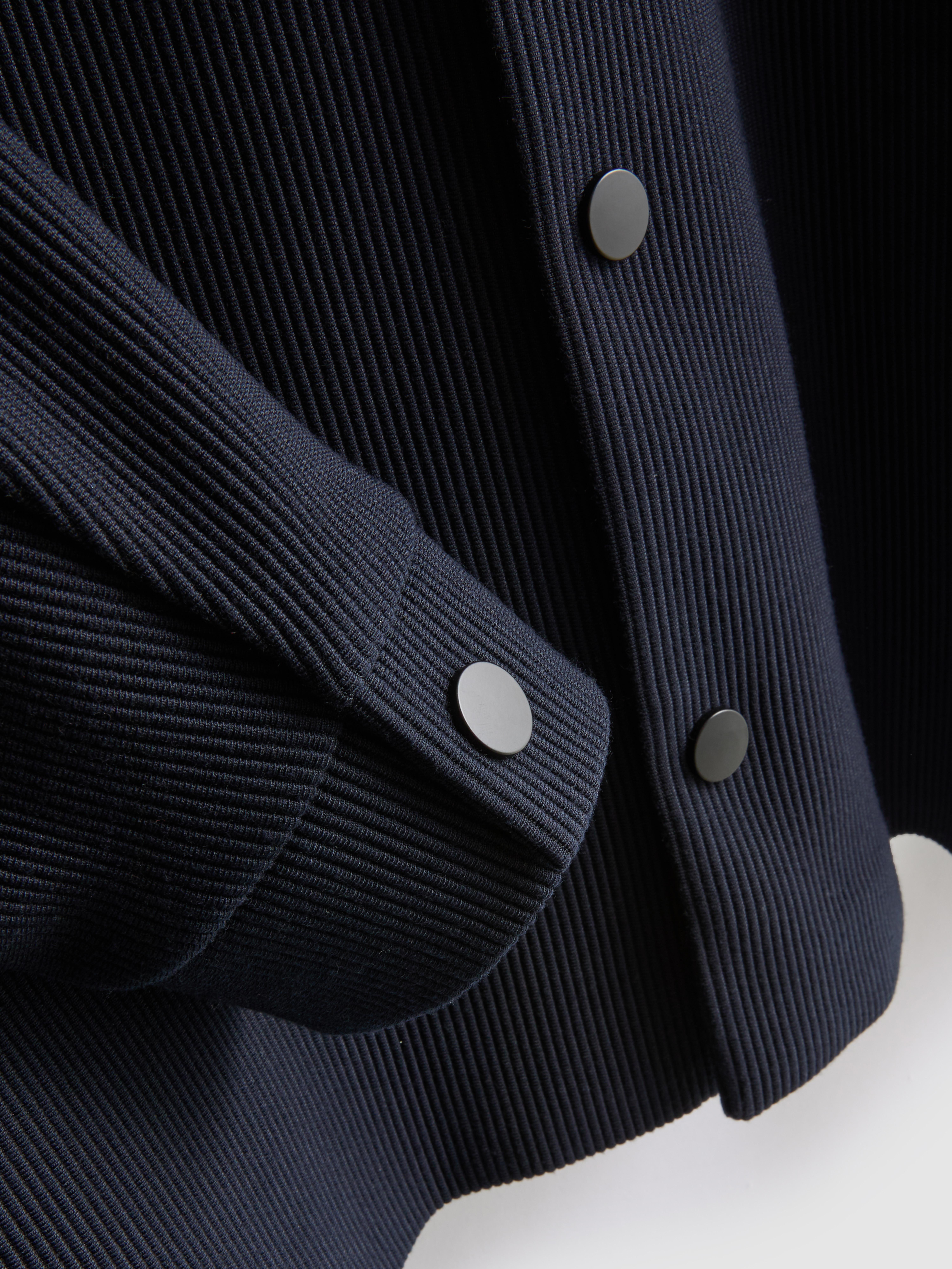 Men's Navy The Edit Button-Up Plisse Jacket