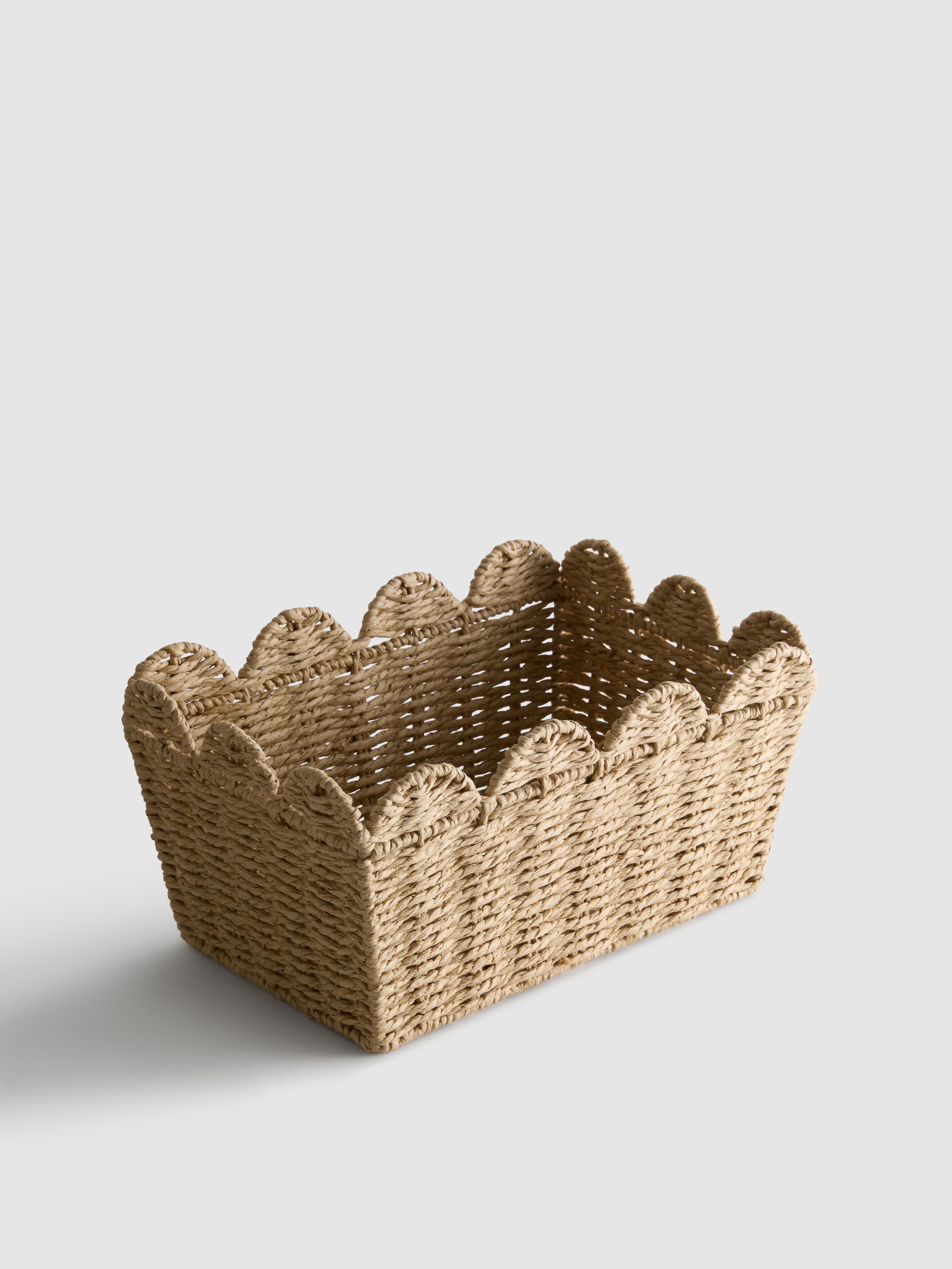 Light Pink Scalloped Paper Rope Storage Basket | Primark