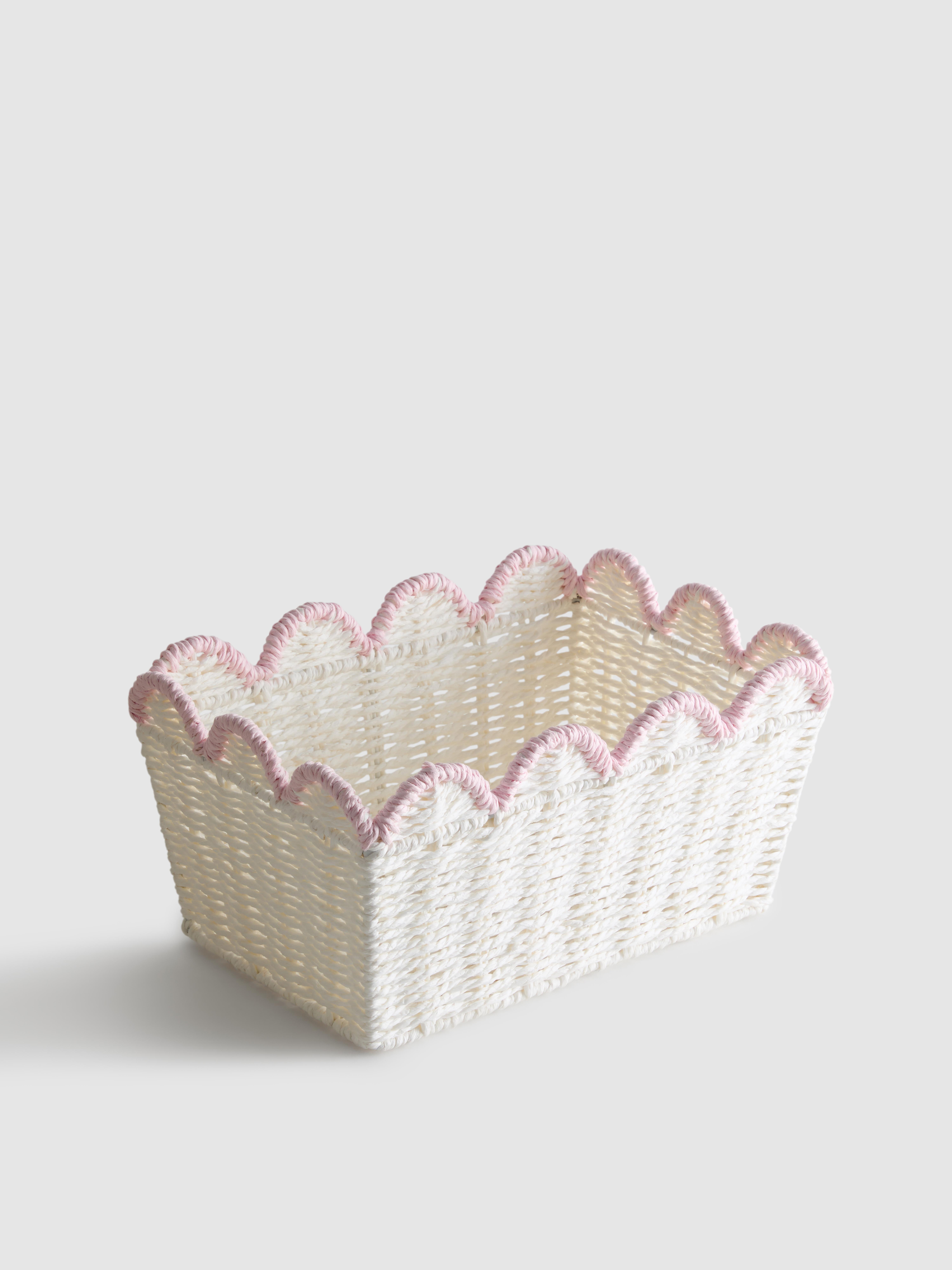 Scalloped Paper Rope Storage Basket