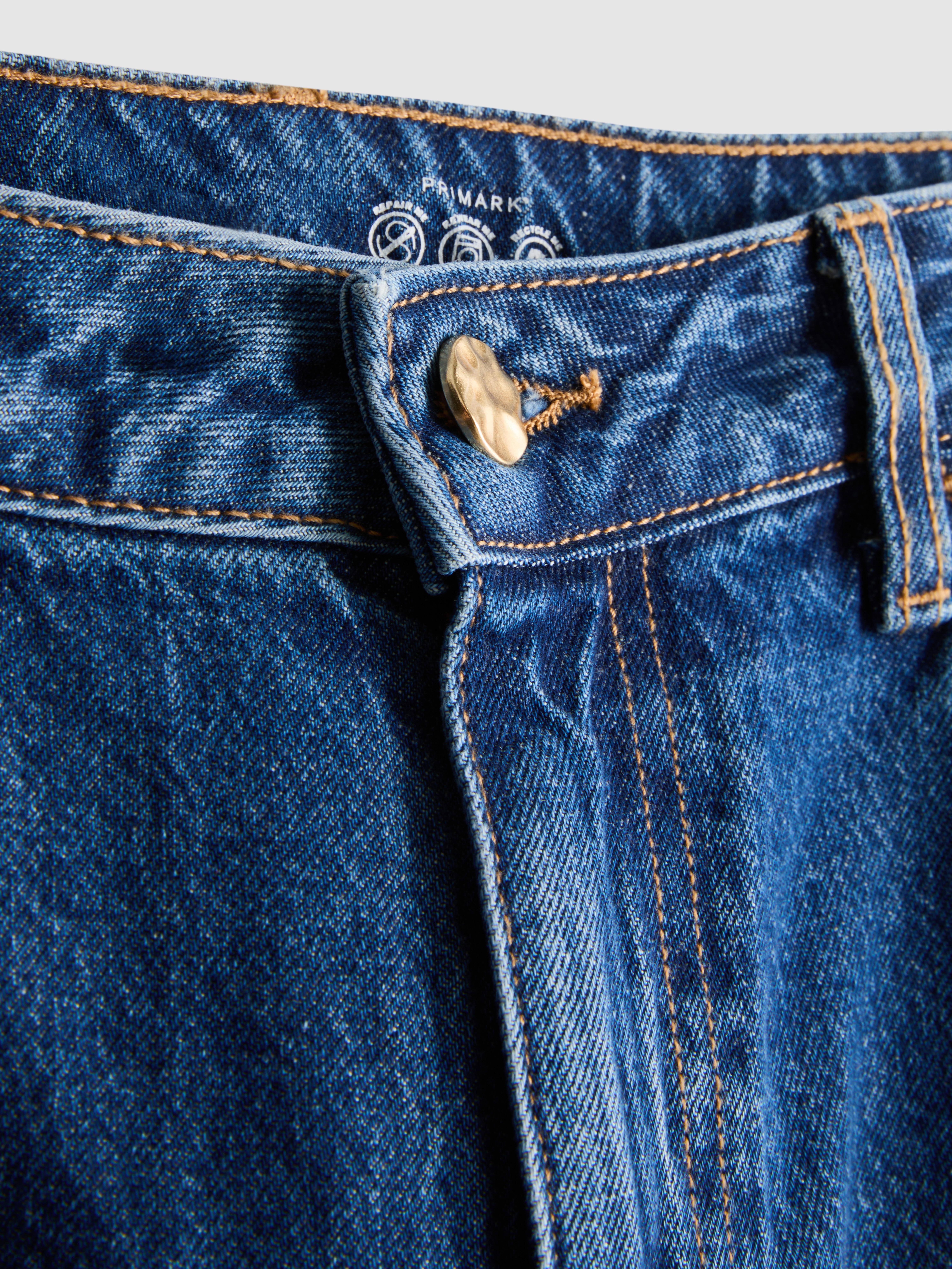 Cotton Denim Wide Leg Jeans