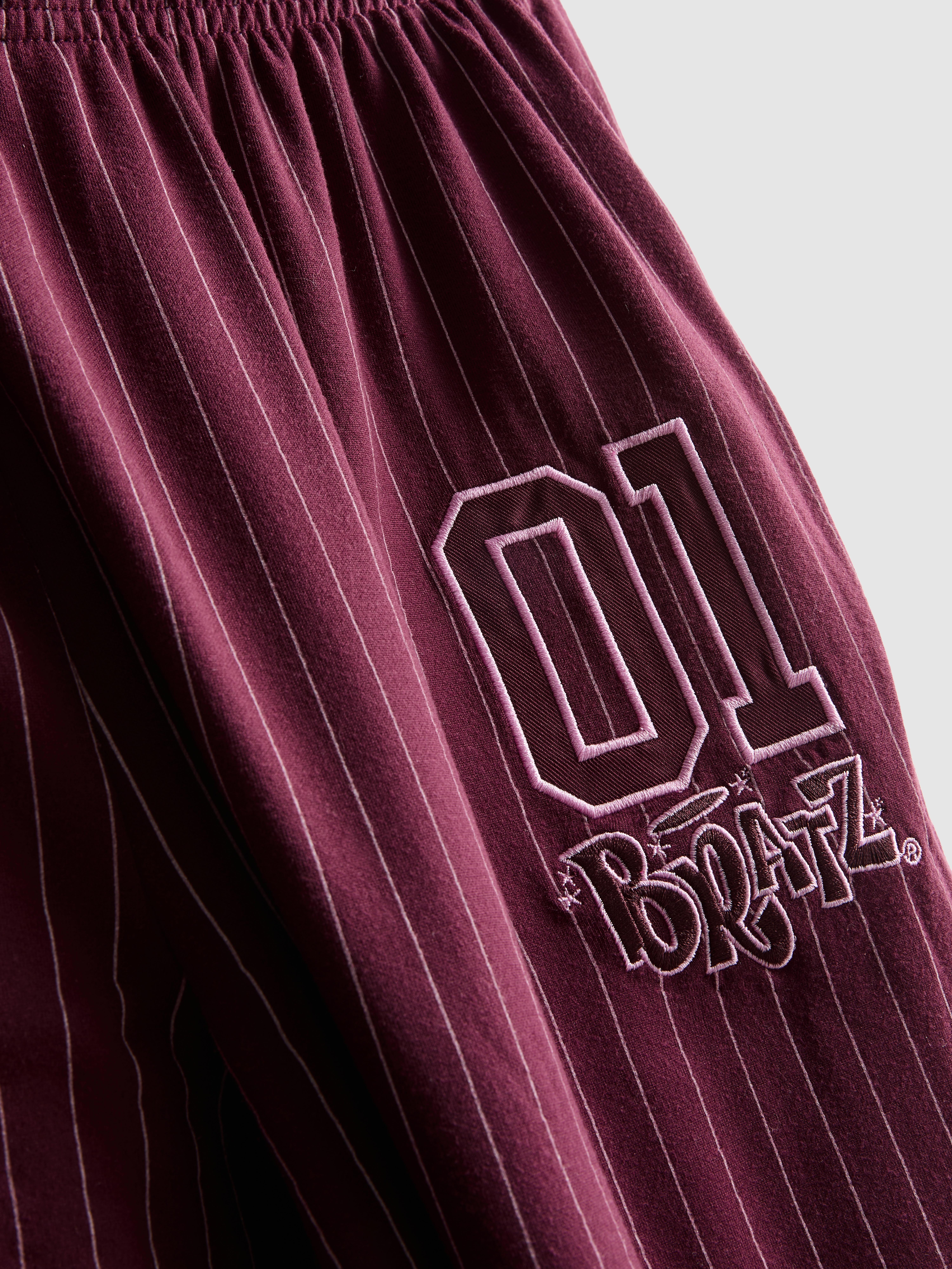 Women's Burgundy Bratz Wide Leg Graphic Pajama Pants