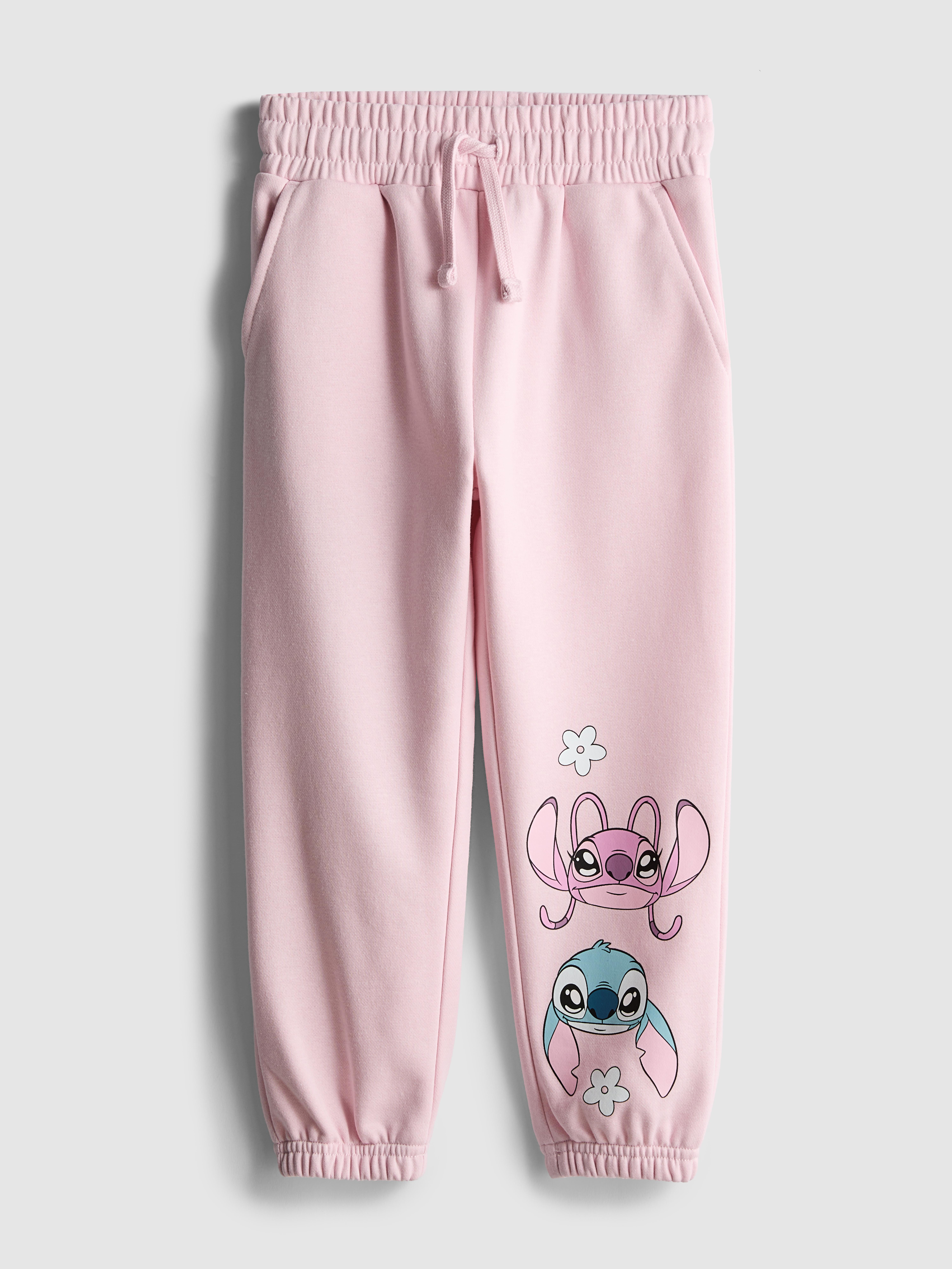 Girls Light Pink 1.5-8yrs | Disney’s Stitch Cuffed Sweatpants