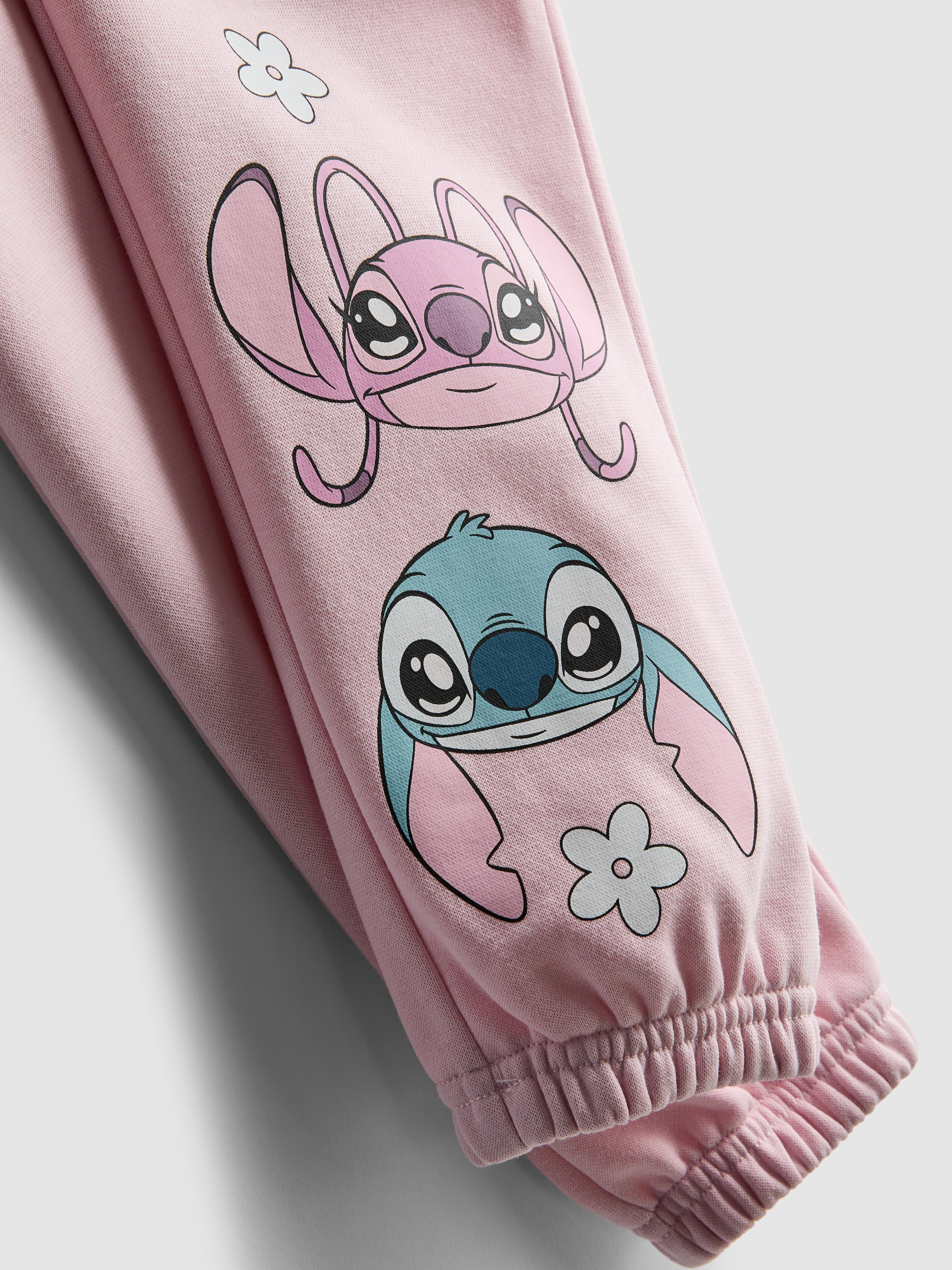 Girls Light Pink 1.5-8yrs | Disney’s Stitch Cuffed Sweatpants