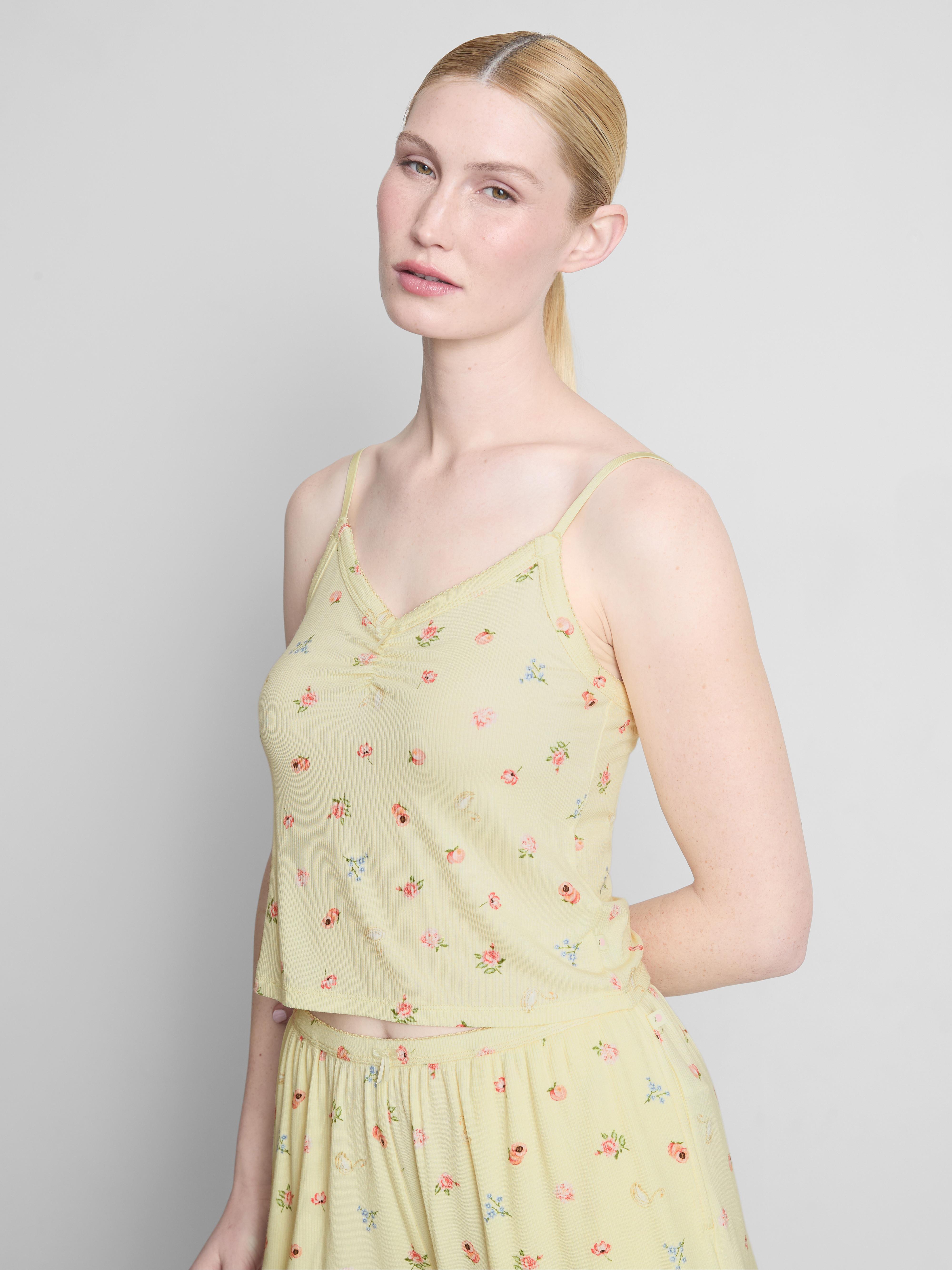 Floral Ribbed Cami Pajama Top