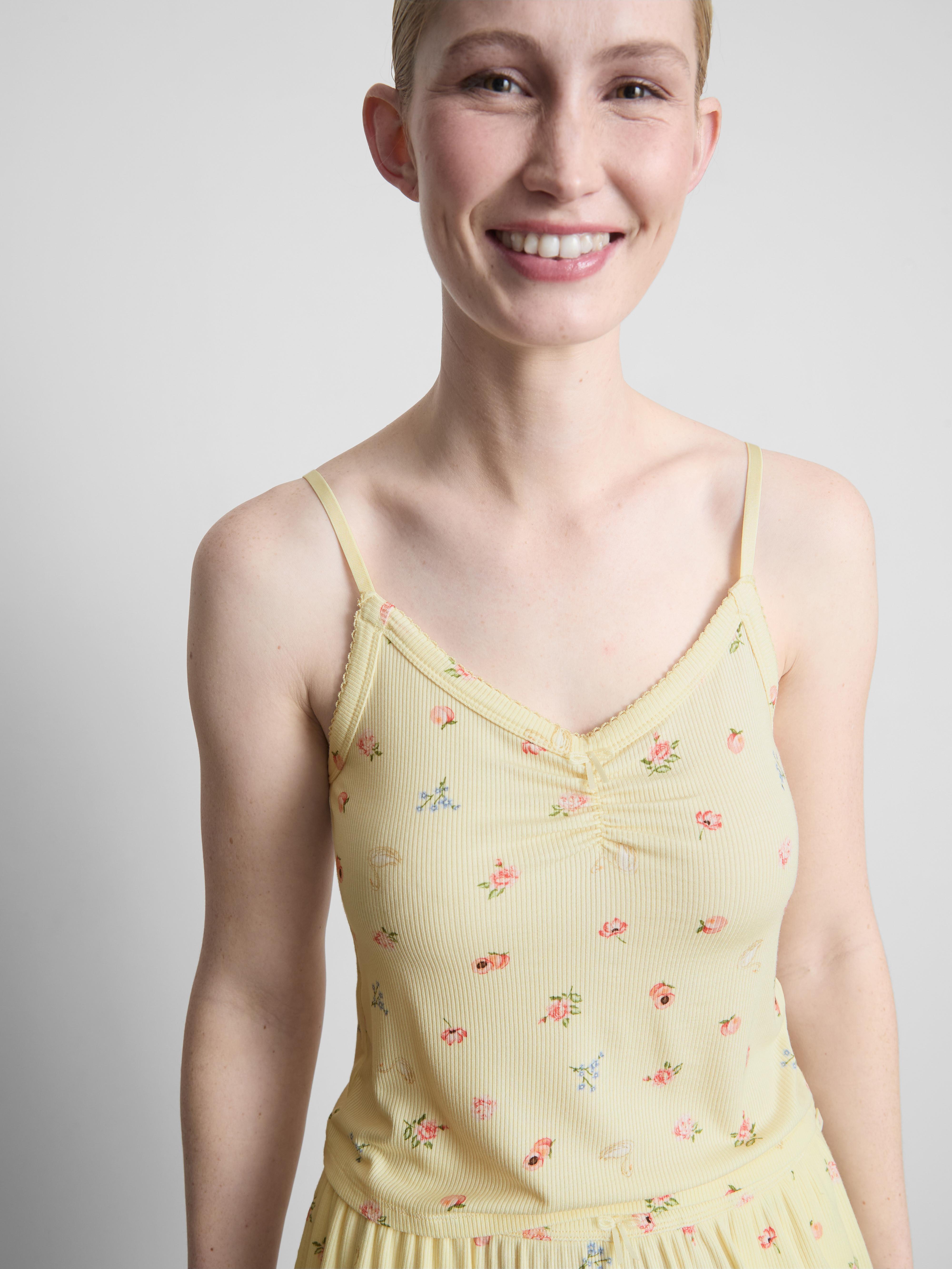 Floral Ribbed Cami Pajama Top