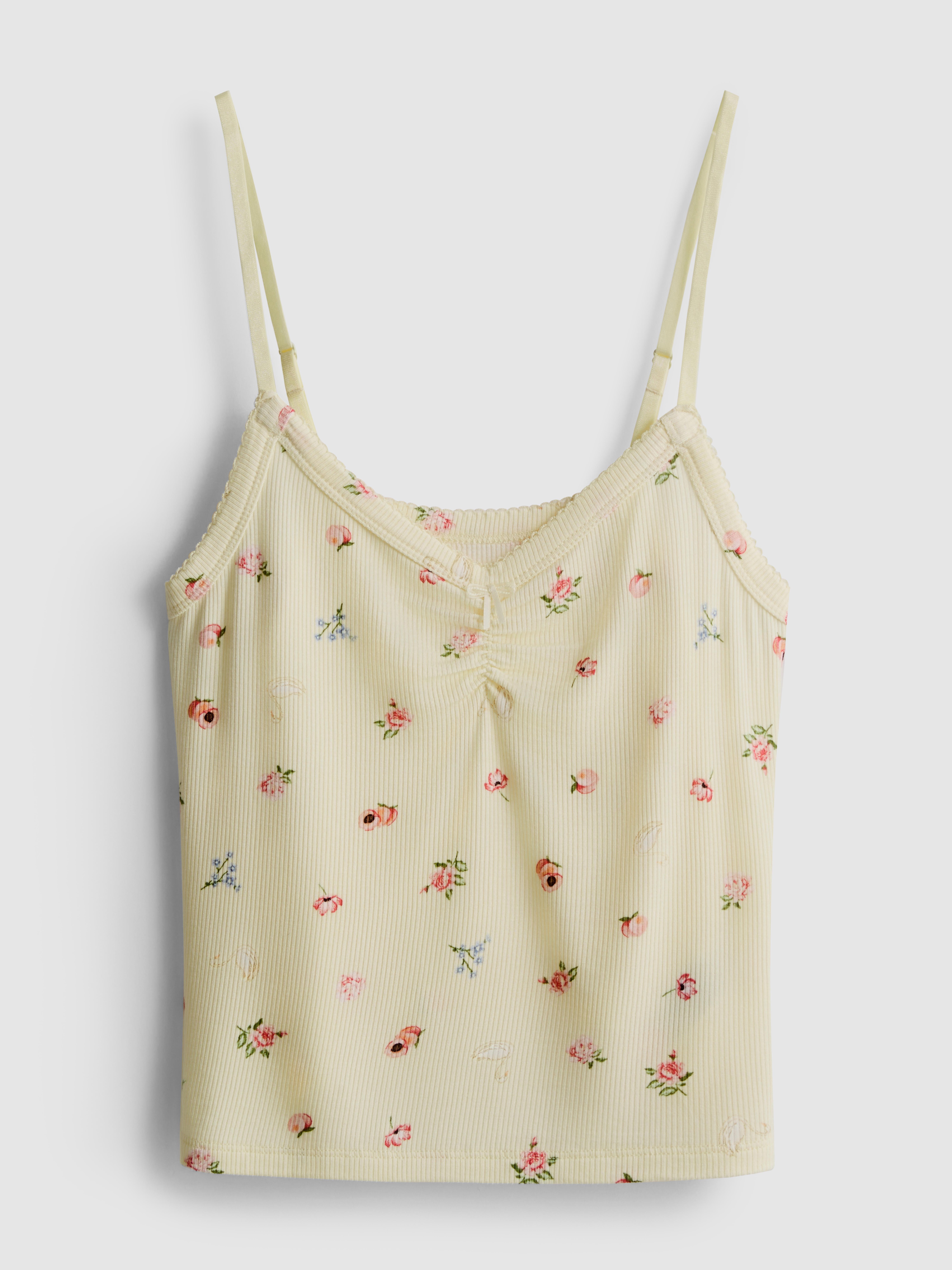 Floral Ribbed Cami Pajama Top