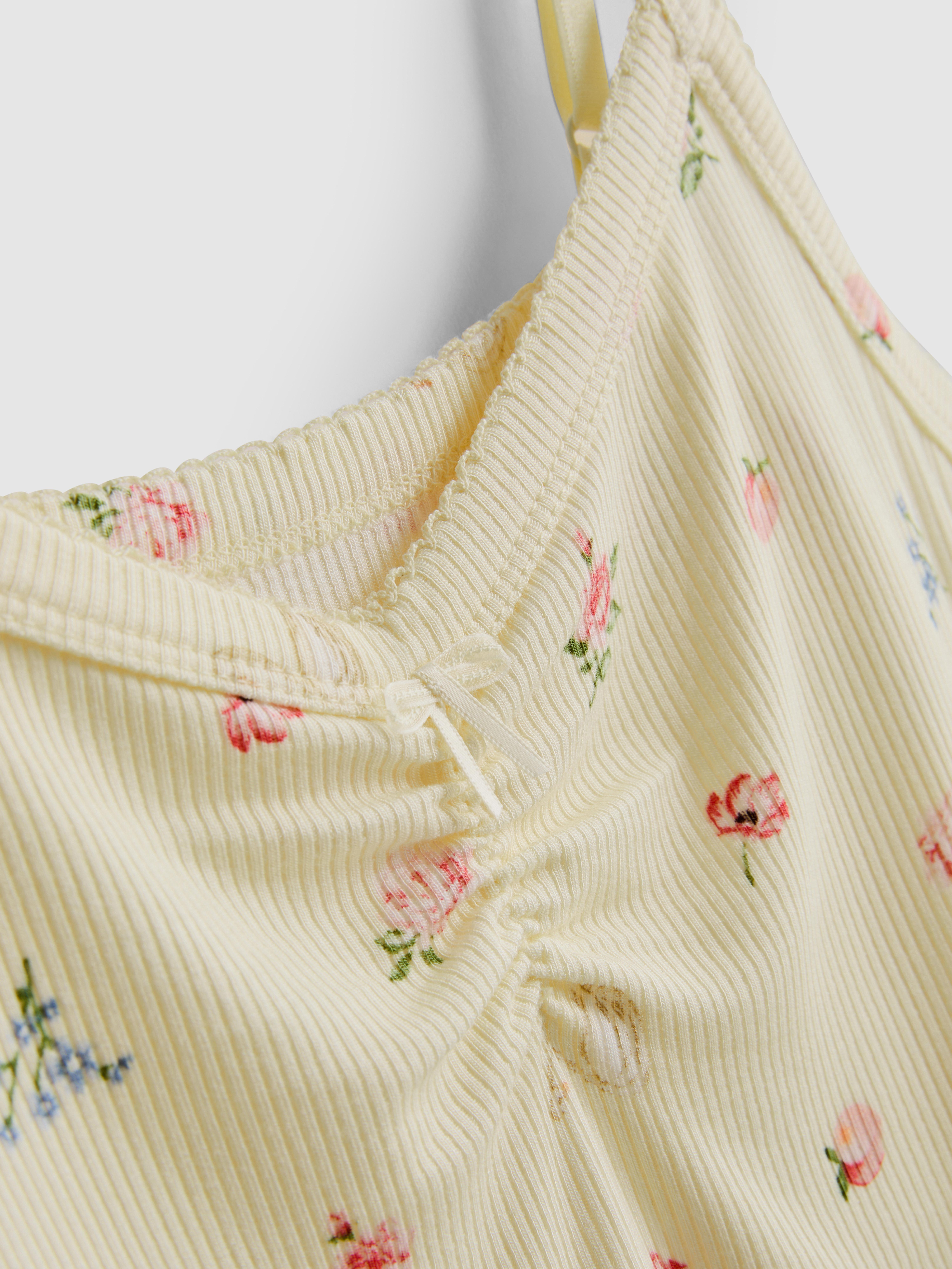 Floral Ribbed Cami Pajama Top