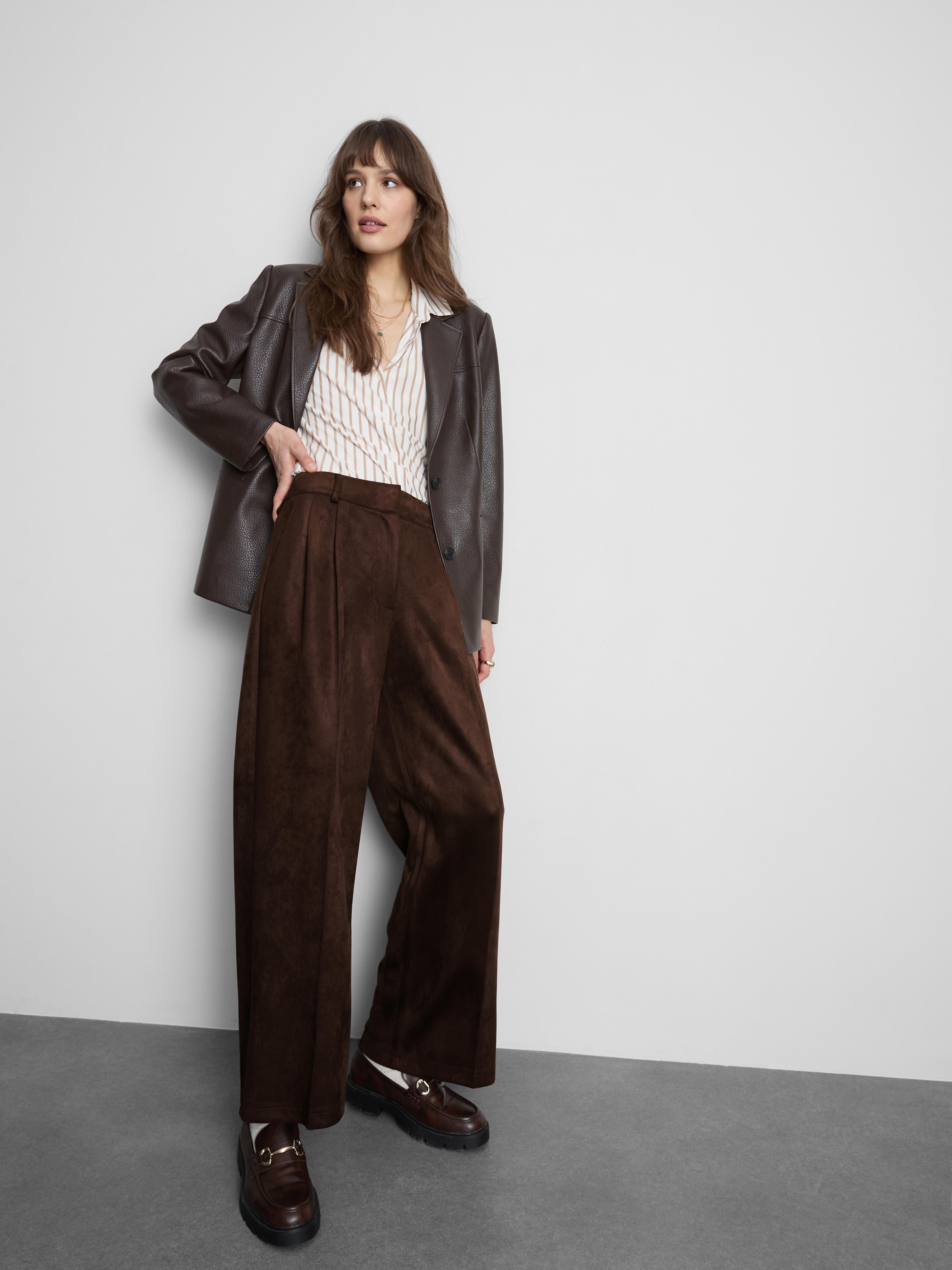 Wide-Leg Faux Suede Pants