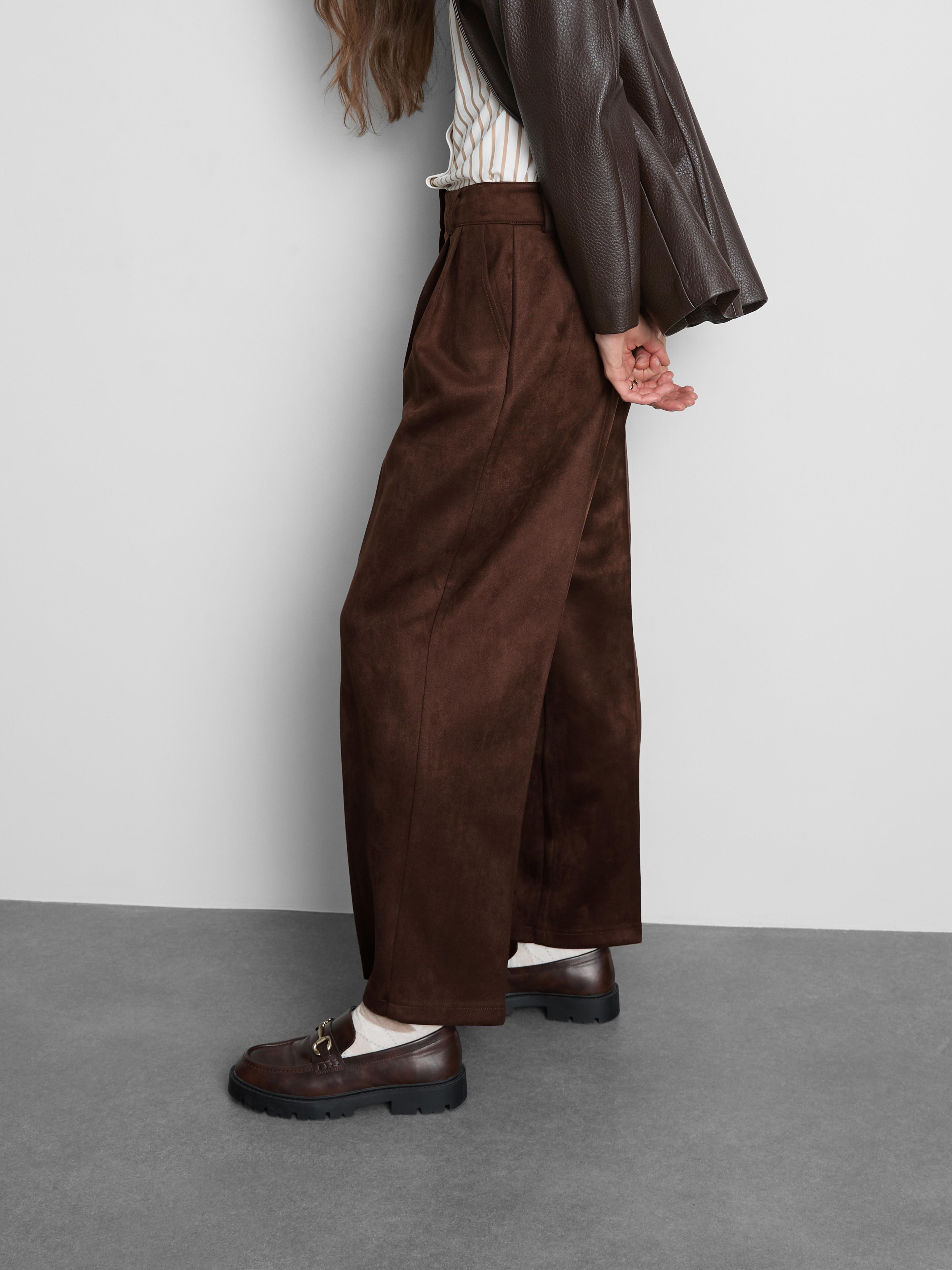 Wide-Leg Faux Suede Pants