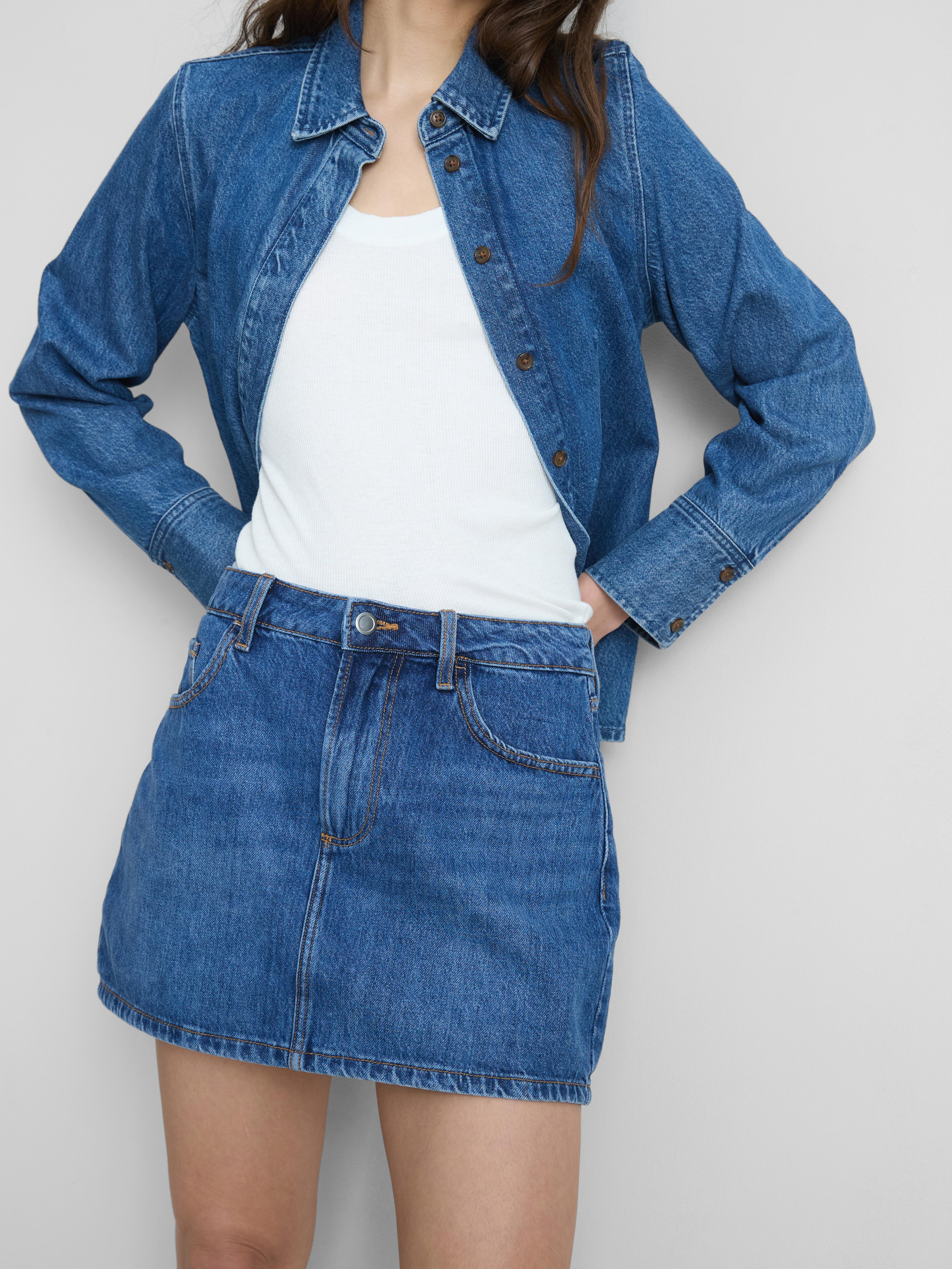 Cotton Denim Mini Skirt