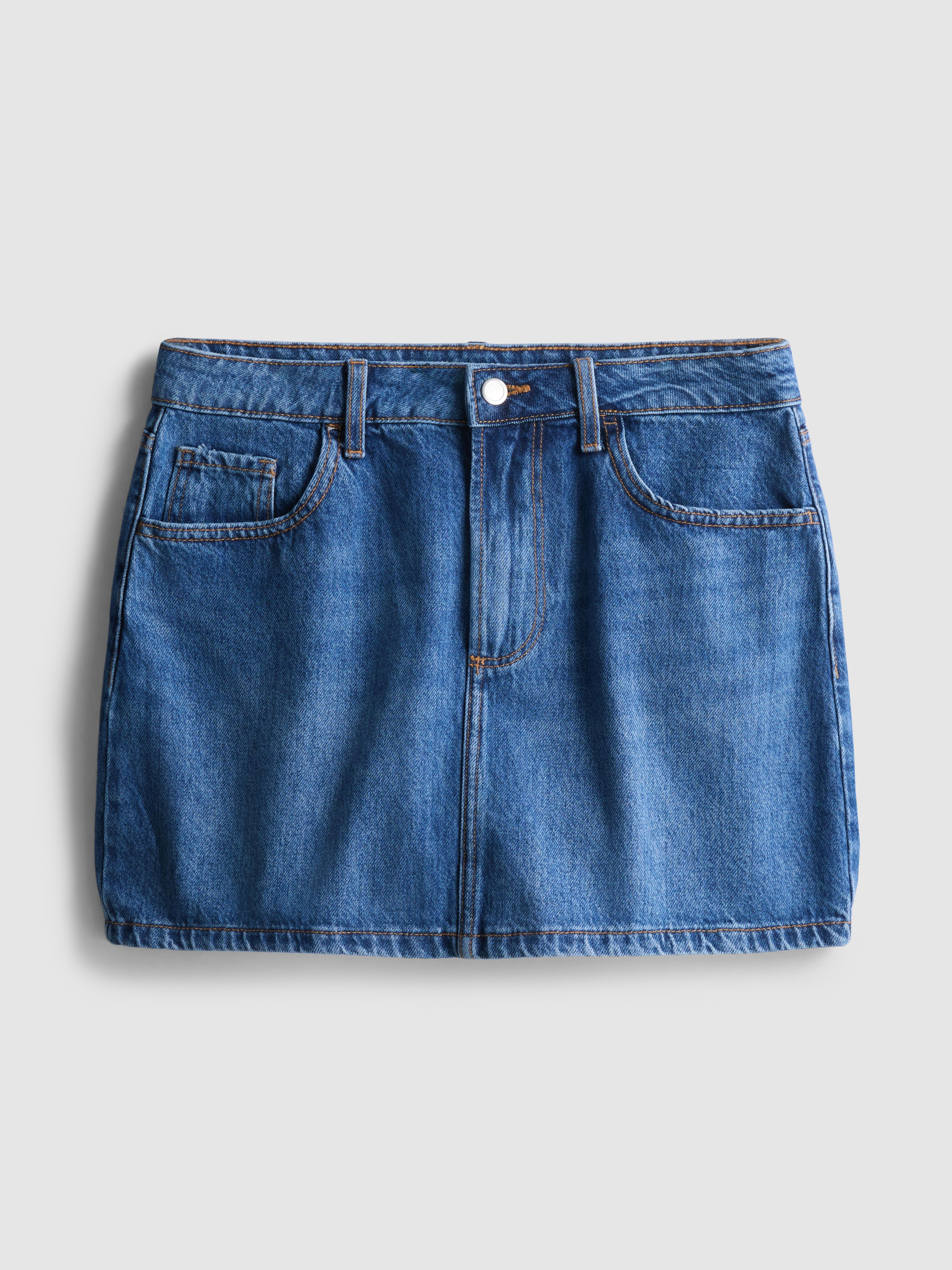 Cotton Denim Mini Skirt